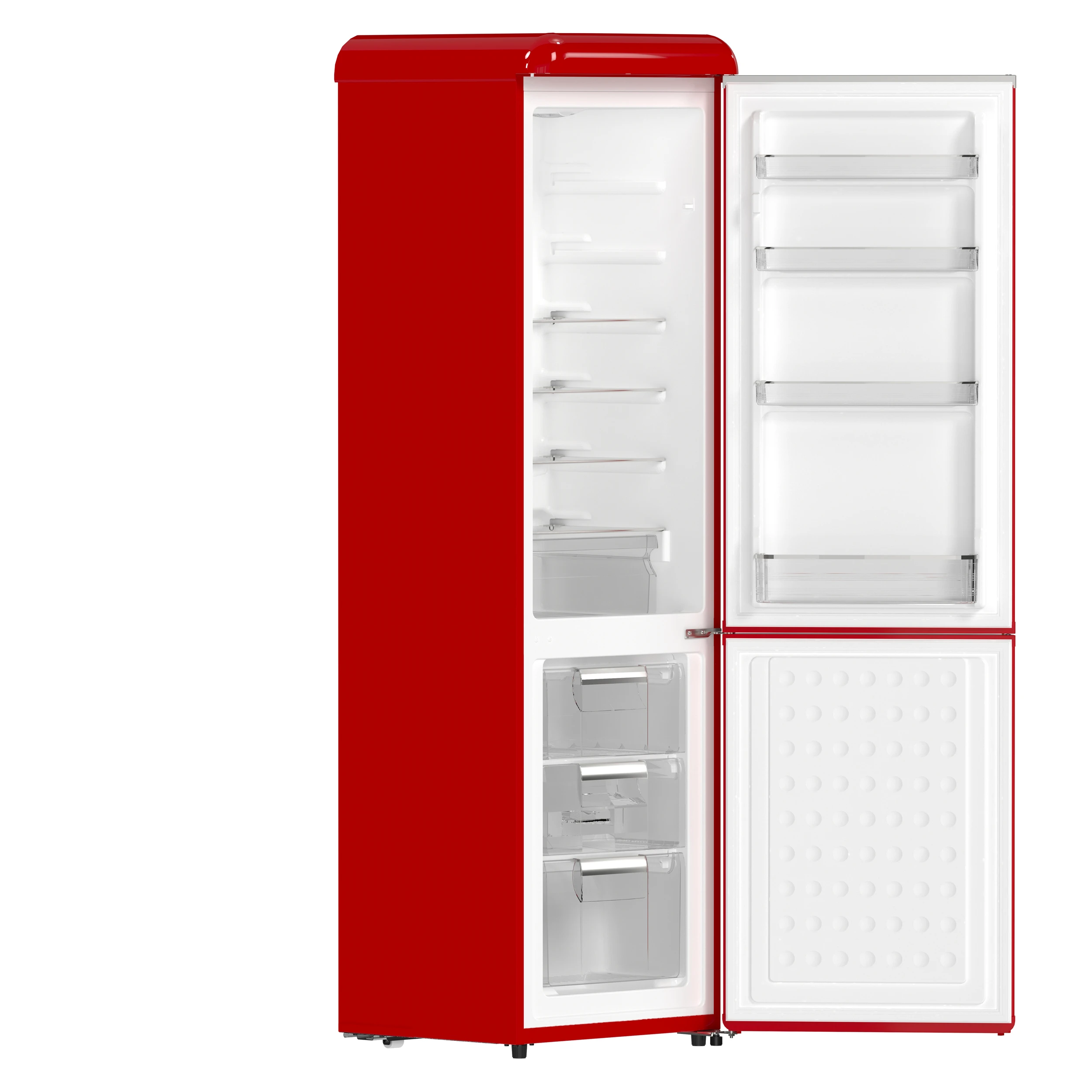 Storico 22-Inch Retro bottom freezer Fridge in Red, 9 cu.ft, silver handle FFFFD174522RED