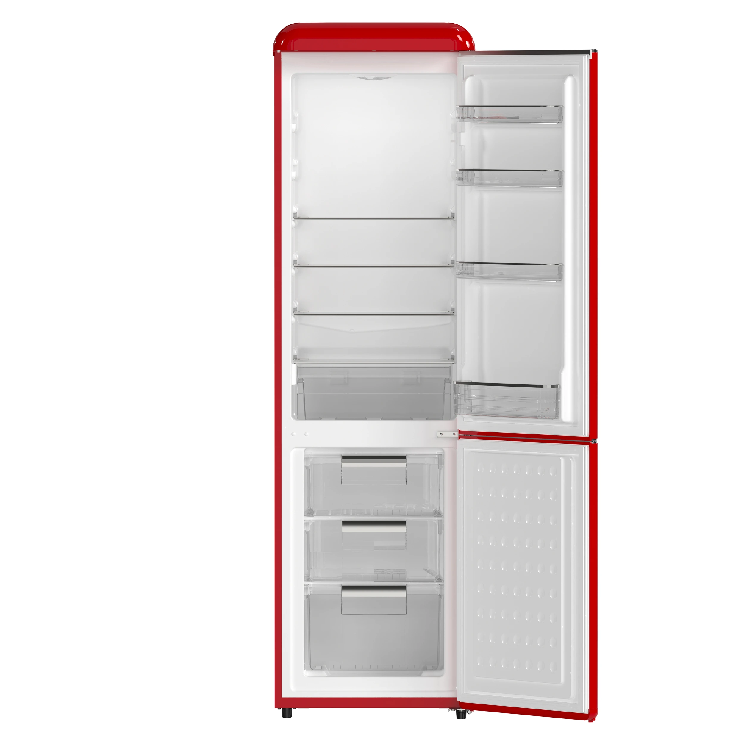 Storico 22-Inch Retro bottom freezer Fridge in Red, 9 cu.ft, silver handle FFFFD174522RED