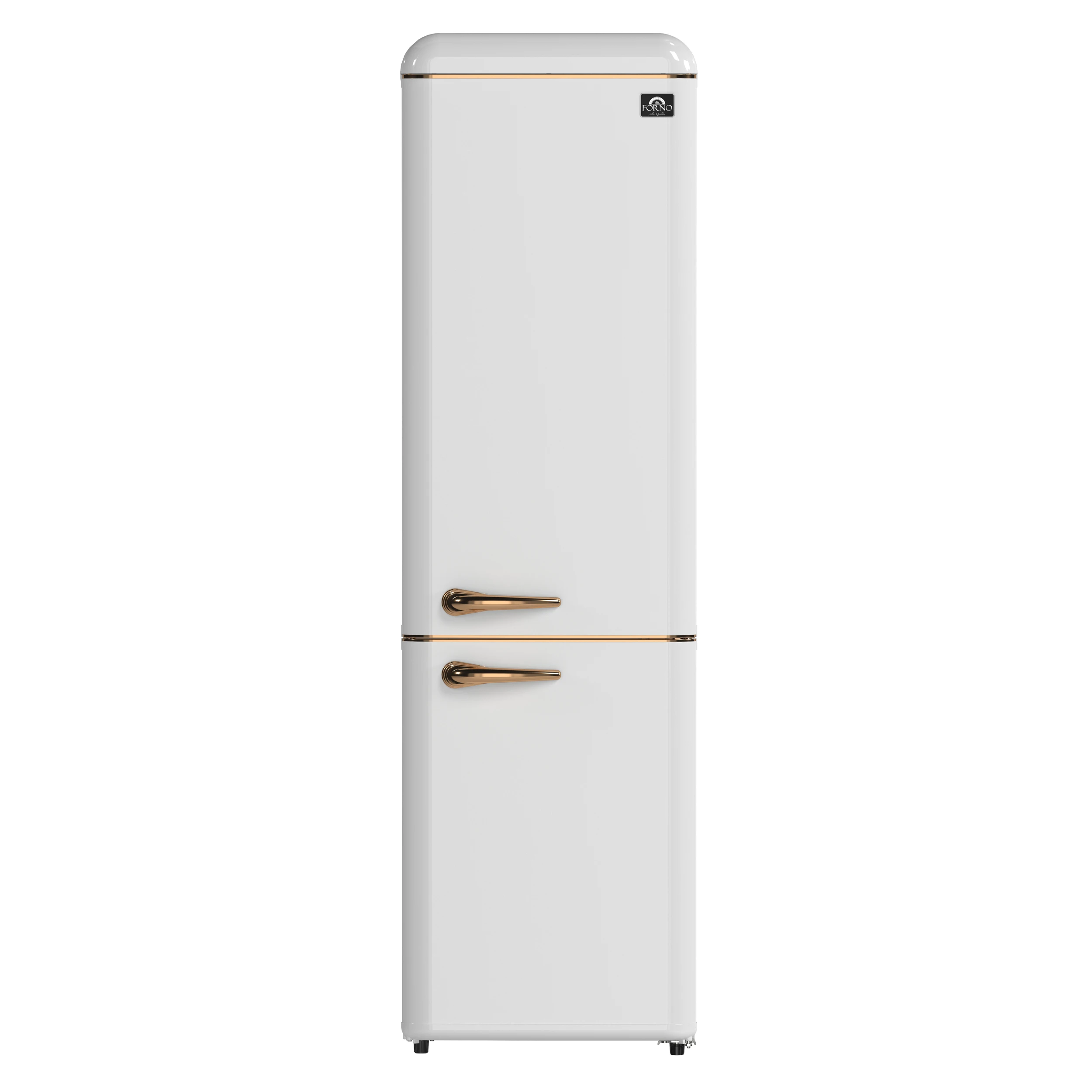Storico 22-Inch Retro bottom freezer Fridge in White, 9 cu.ft, copper-tone handle FFFFD174522WHT