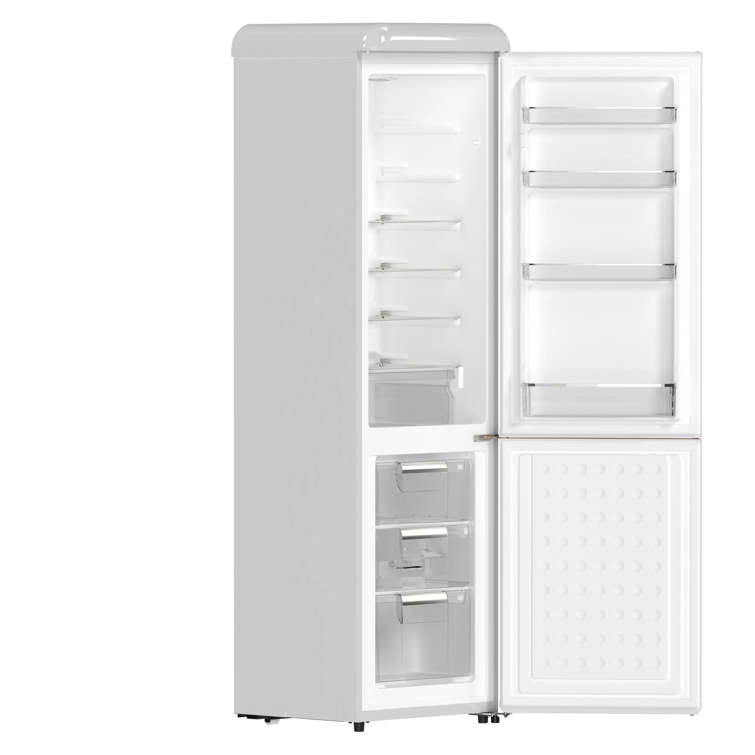 Storico 22-Inch Retro bottom freezer Fridge in White, 9 cu.ft, copper-tone handle FFFFD174522WHT