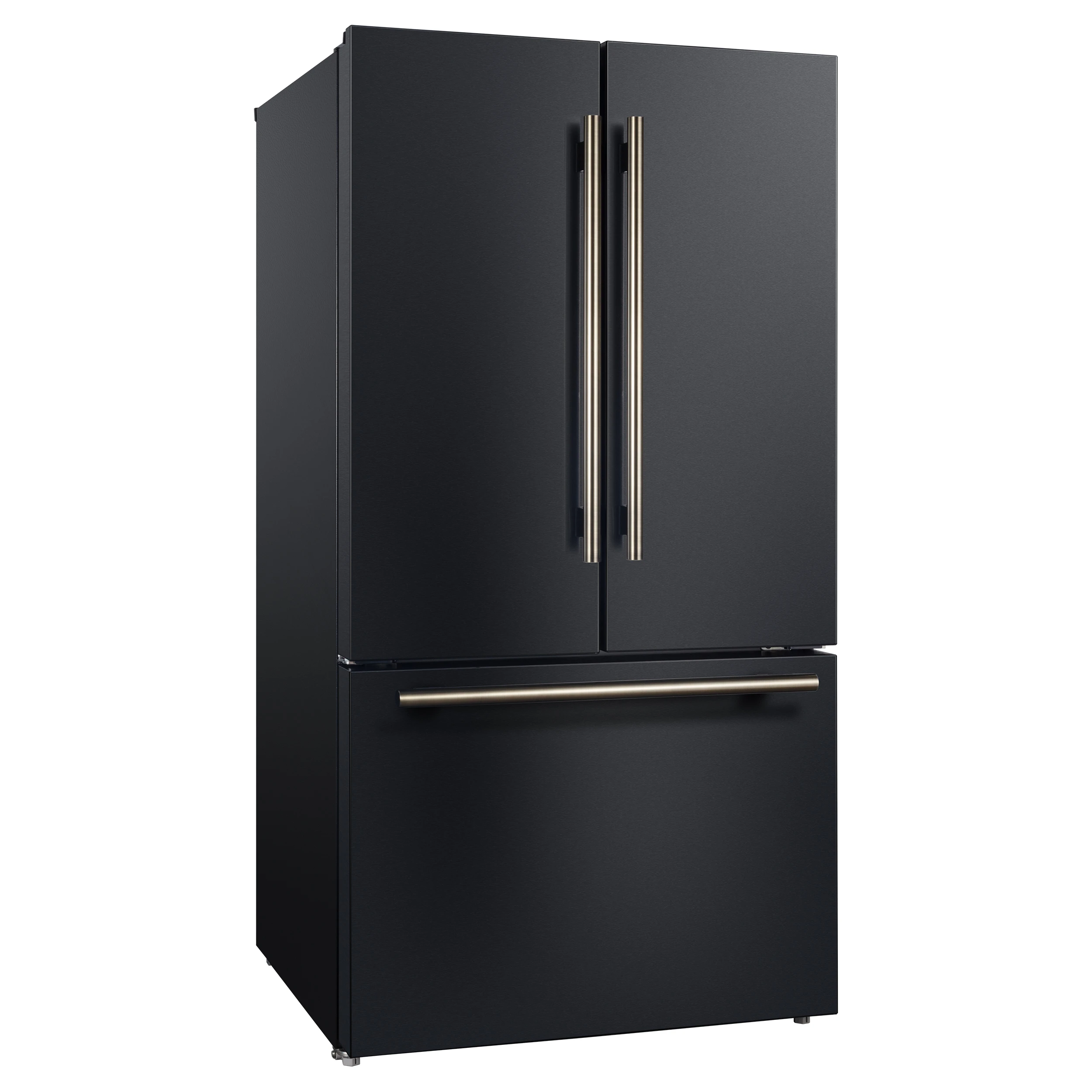 Rivello 36 Inch French Door Refrigerator in Black with Antique Brass, Internal Water Dispenser, Filtered Ice, Adjustable Shelves, Energy Star Certified FFFFD178336BLK