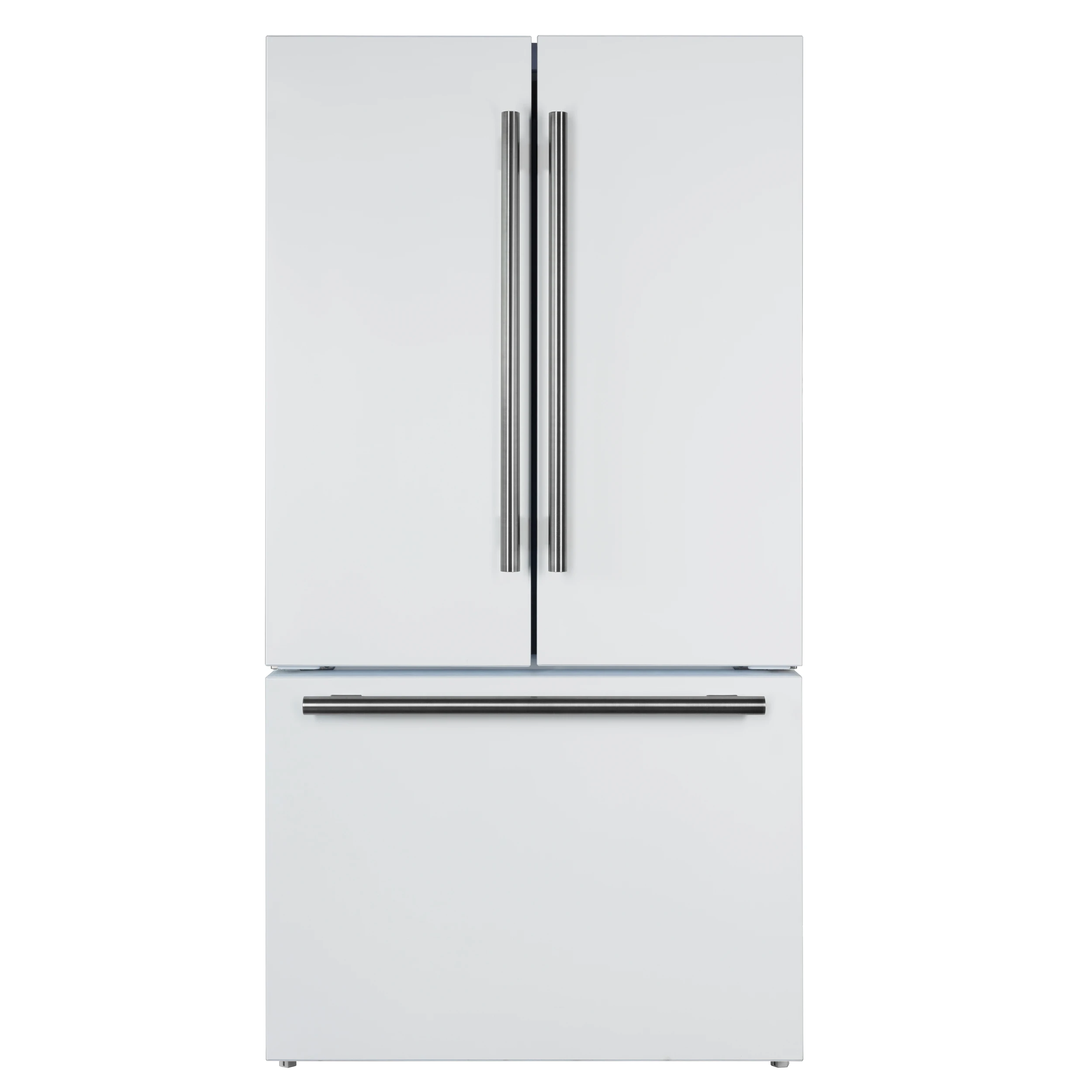 Rivello 36 Inch French Door Refrigerator in White with Antique Brass, Internal Water Dispenser, Filtered Ice, Adjustable Shelves, Energy Star Certified FFFFD178336WHT
