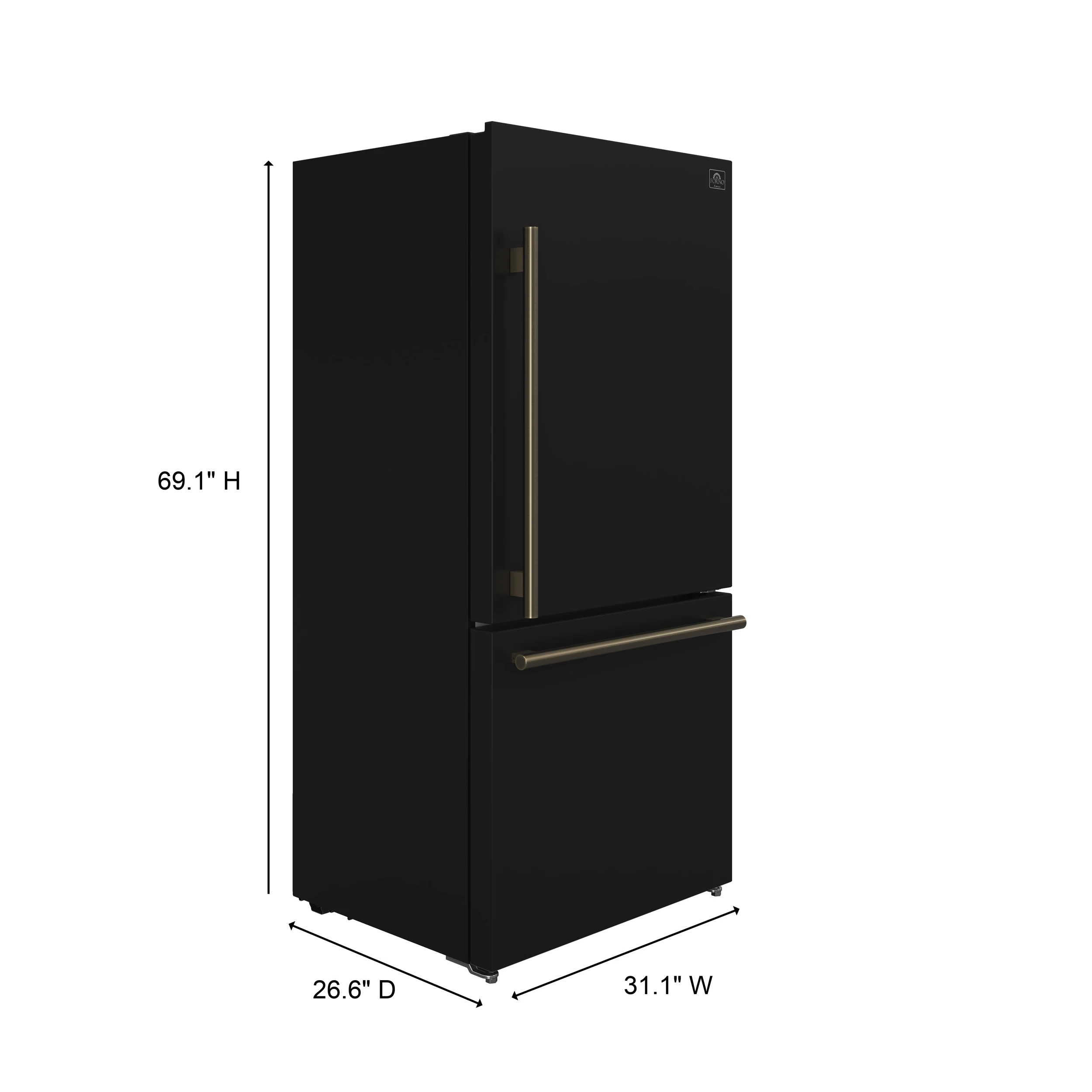 Milano Espresso 31-Inch Bottom Freezer Refrigerator, Black, 17.2 cu.ft Capacity, Energy Efficient FFFFD178531BLK