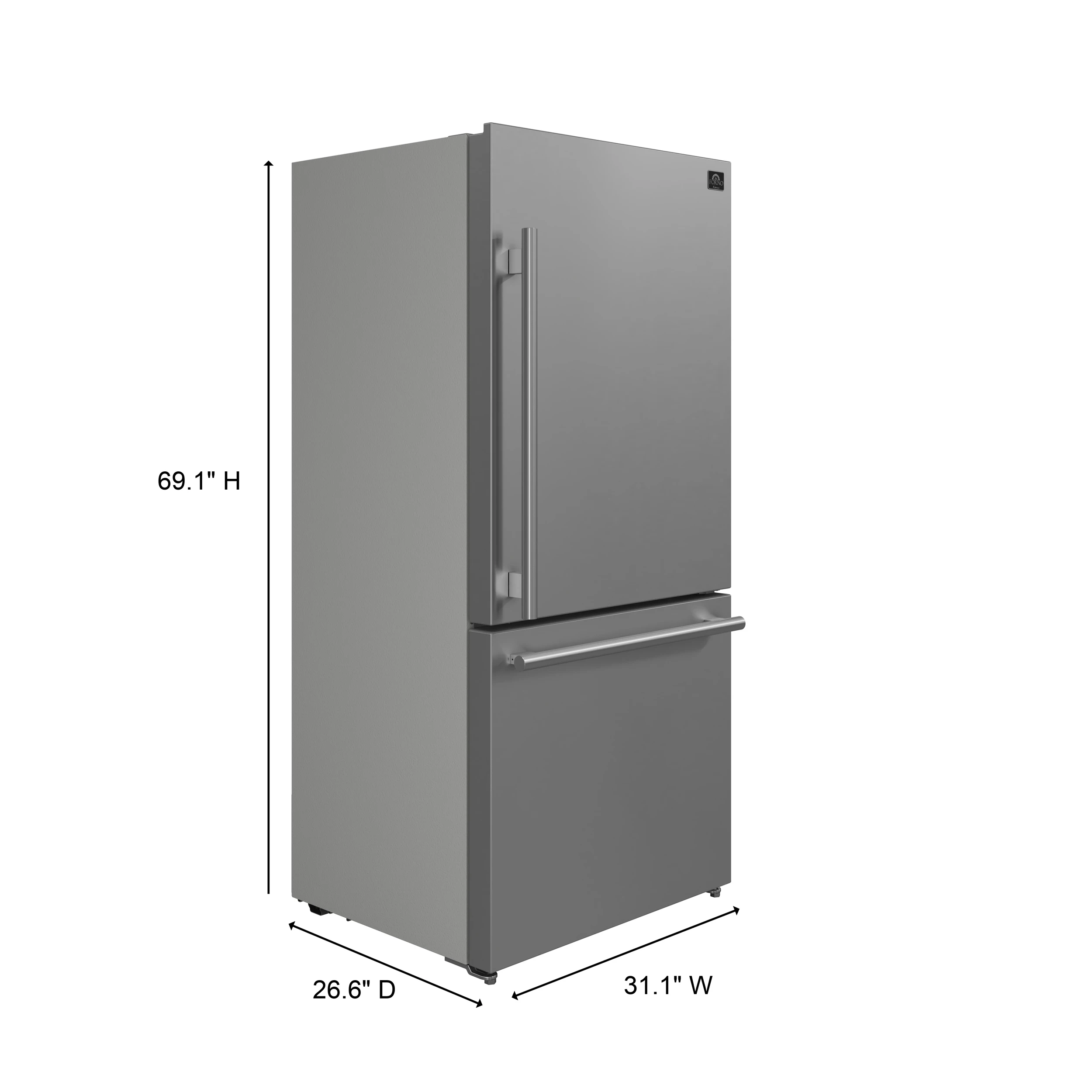 Milano Espresso 31-Inch Bottom Freezer Refrigerator, Stainless Steel, 17.2 cu.ft Capacity, Right Swing Door, Energy Efficient FFFFD178531S