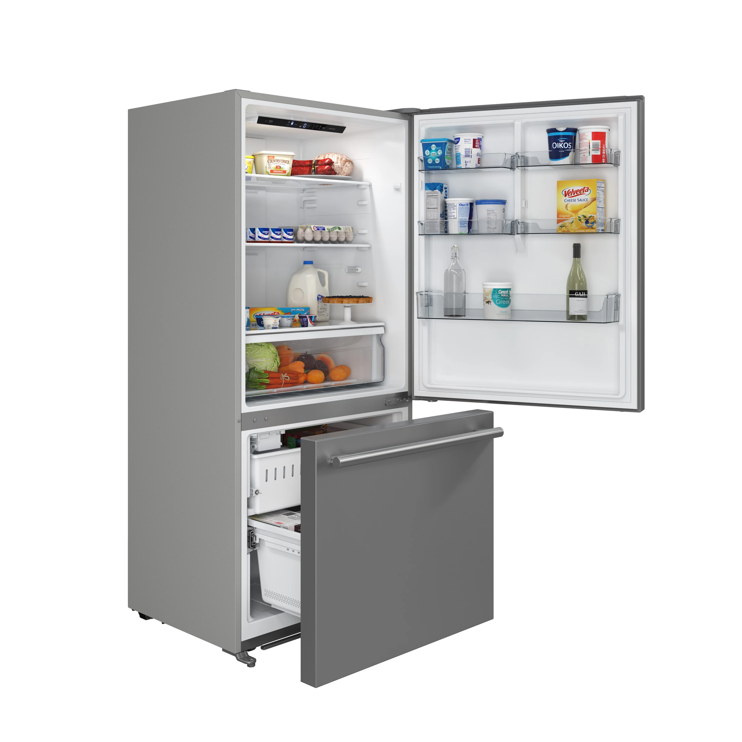 Milano Espresso 31-Inch Bottom Freezer Refrigerator, Stainless Steel, 17.2 cu.ft Capacity, Right Swing Door, Energy Efficient FFFFD178531S