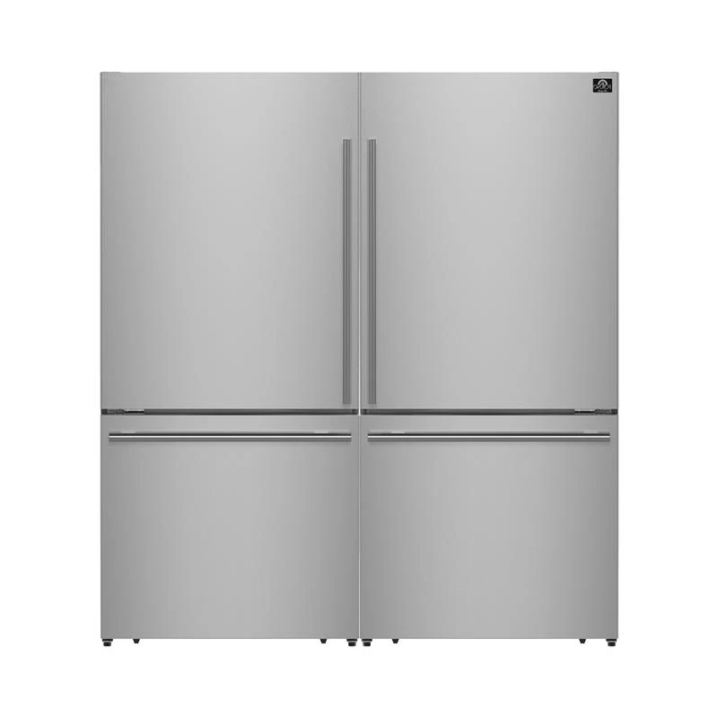 Milano 2-Piece 62-Inch Freestanding Dual Bottom Freezer Refrigerator, Stainless Steel – 34.4 cu.ft, Touch Control, Ice Maker FFFFD178760S