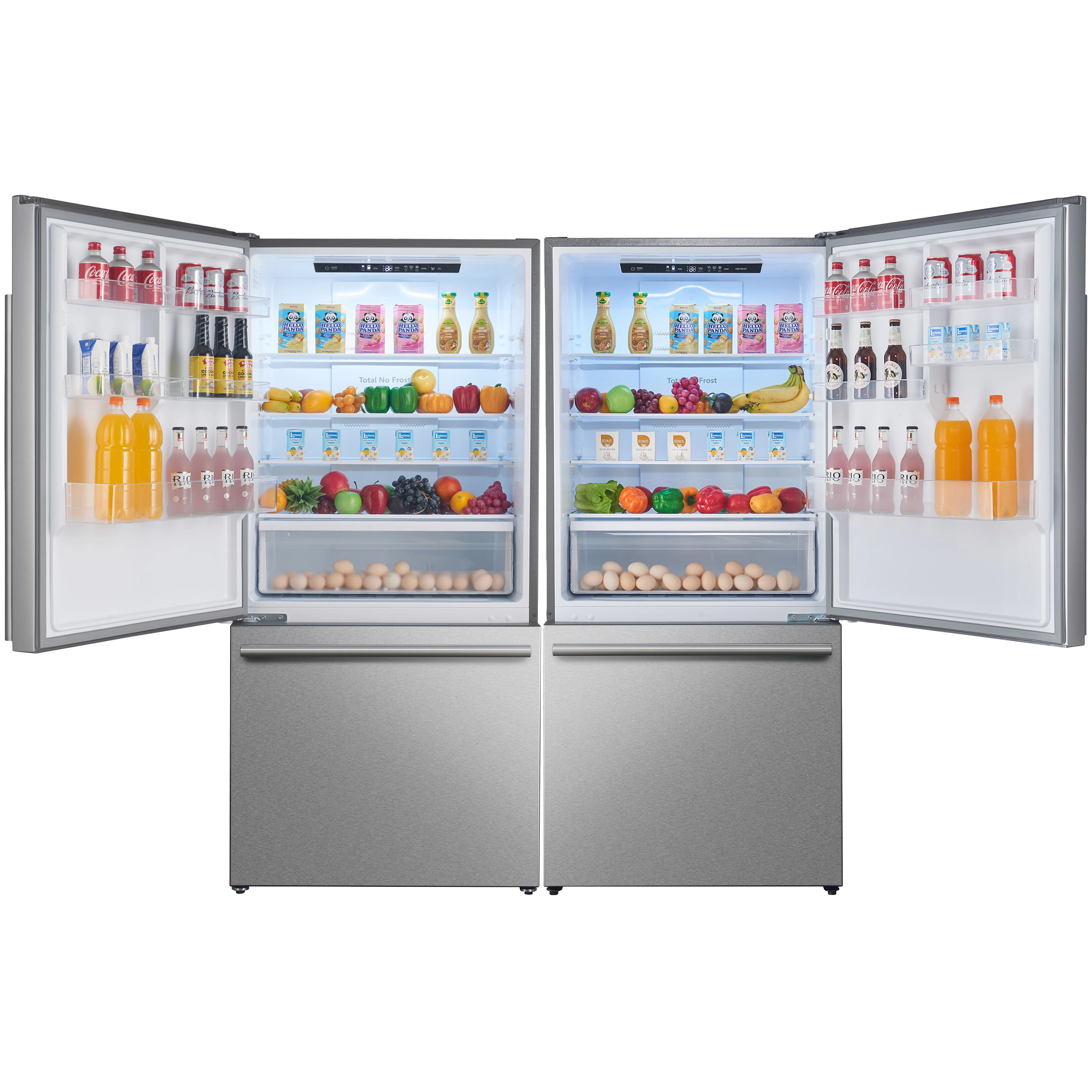 Milano 2-Piece 62-Inch Freestanding Dual Bottom Freezer Refrigerator, Stainless Steel – 34.4 cu.ft, Touch Control, Ice Maker FFFFD178760S