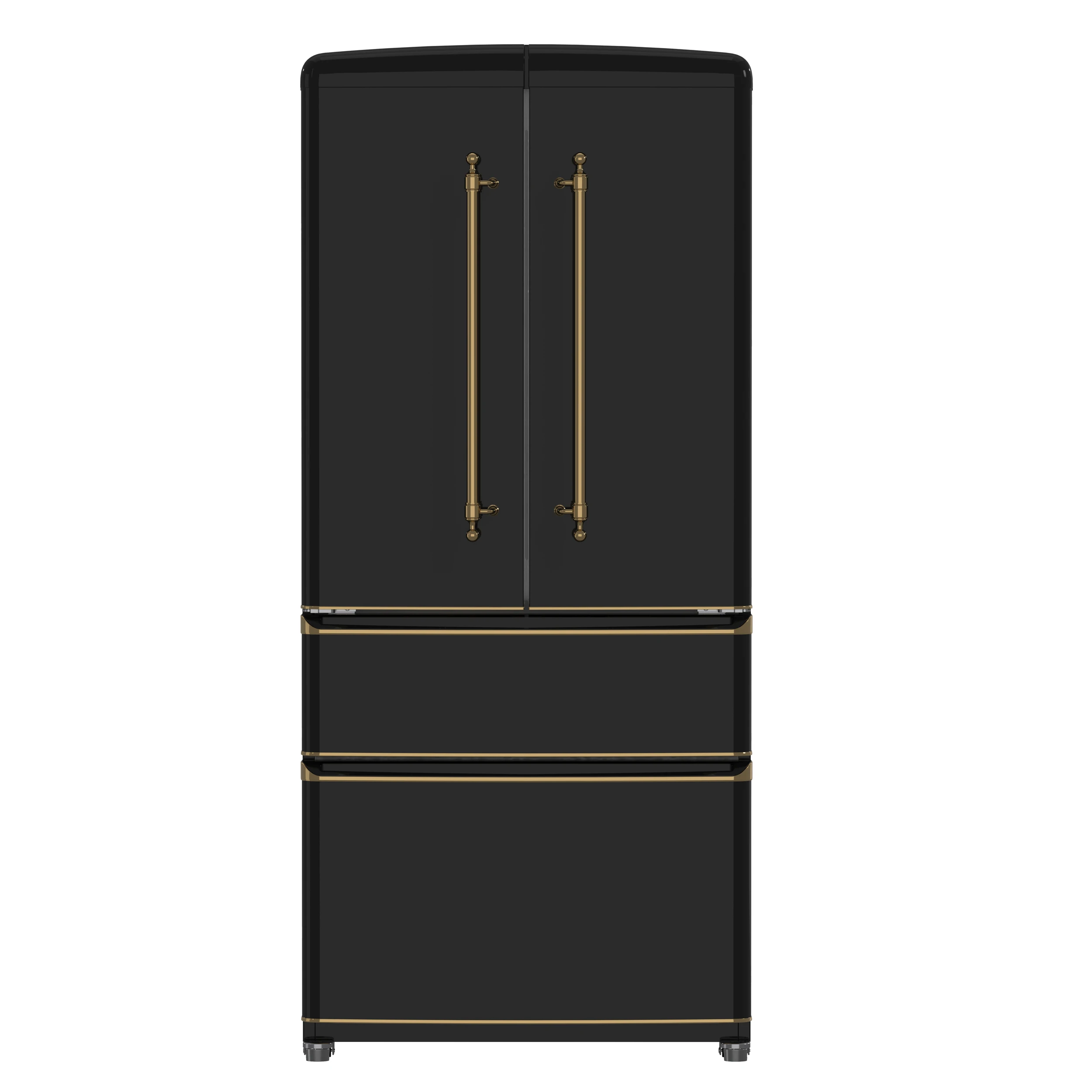 Luigi 33-Inch French Door Refrigerator, 18 cu.ft, Black Finish, Antique Brass Handles, ENERGY STAR Certified FFFFD179133BLK