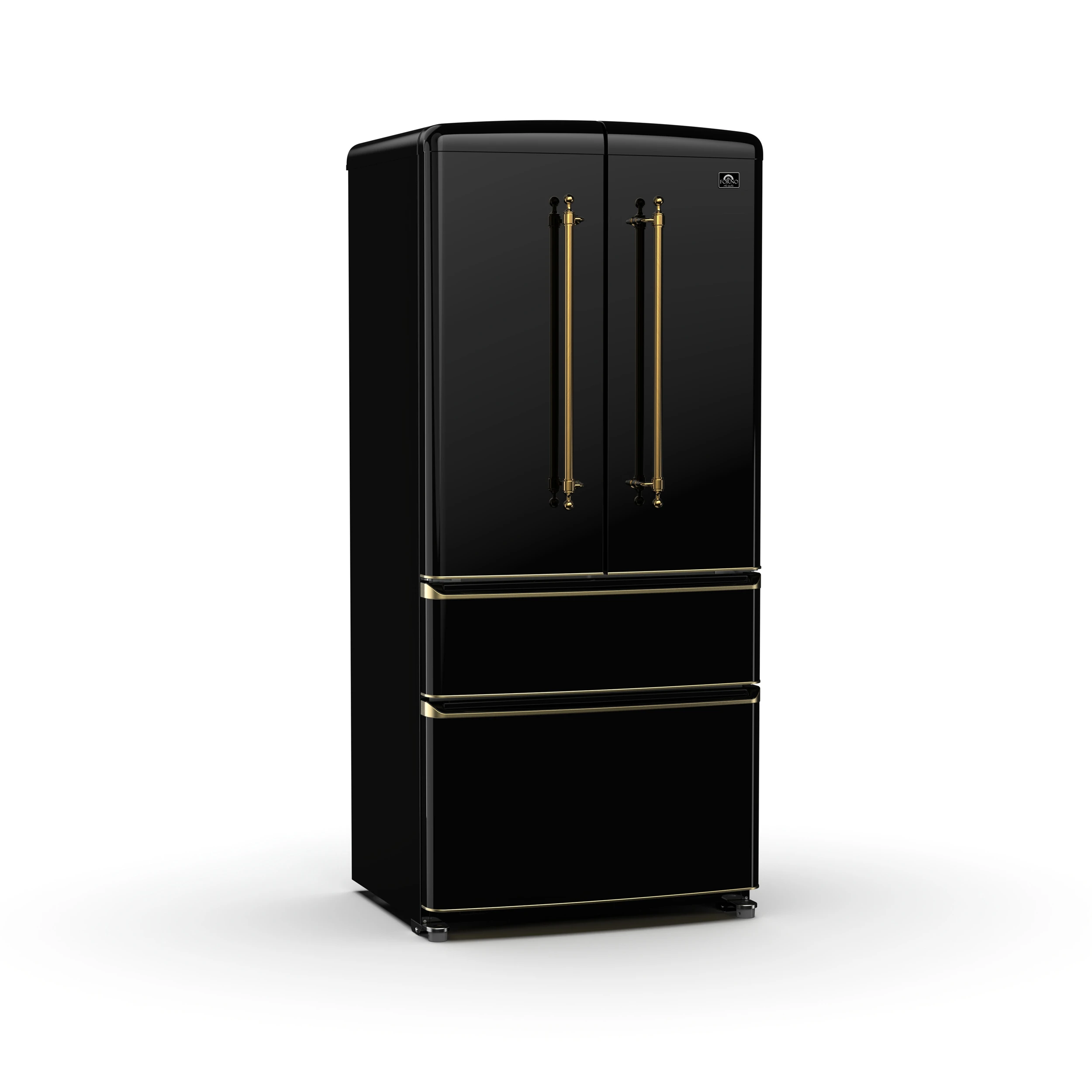 Luigi 33-Inch French Door Refrigerator, 18 cu.ft, Black Finish, Antique Brass Handles, ENERGY STAR Certified FFFFD179133BLK