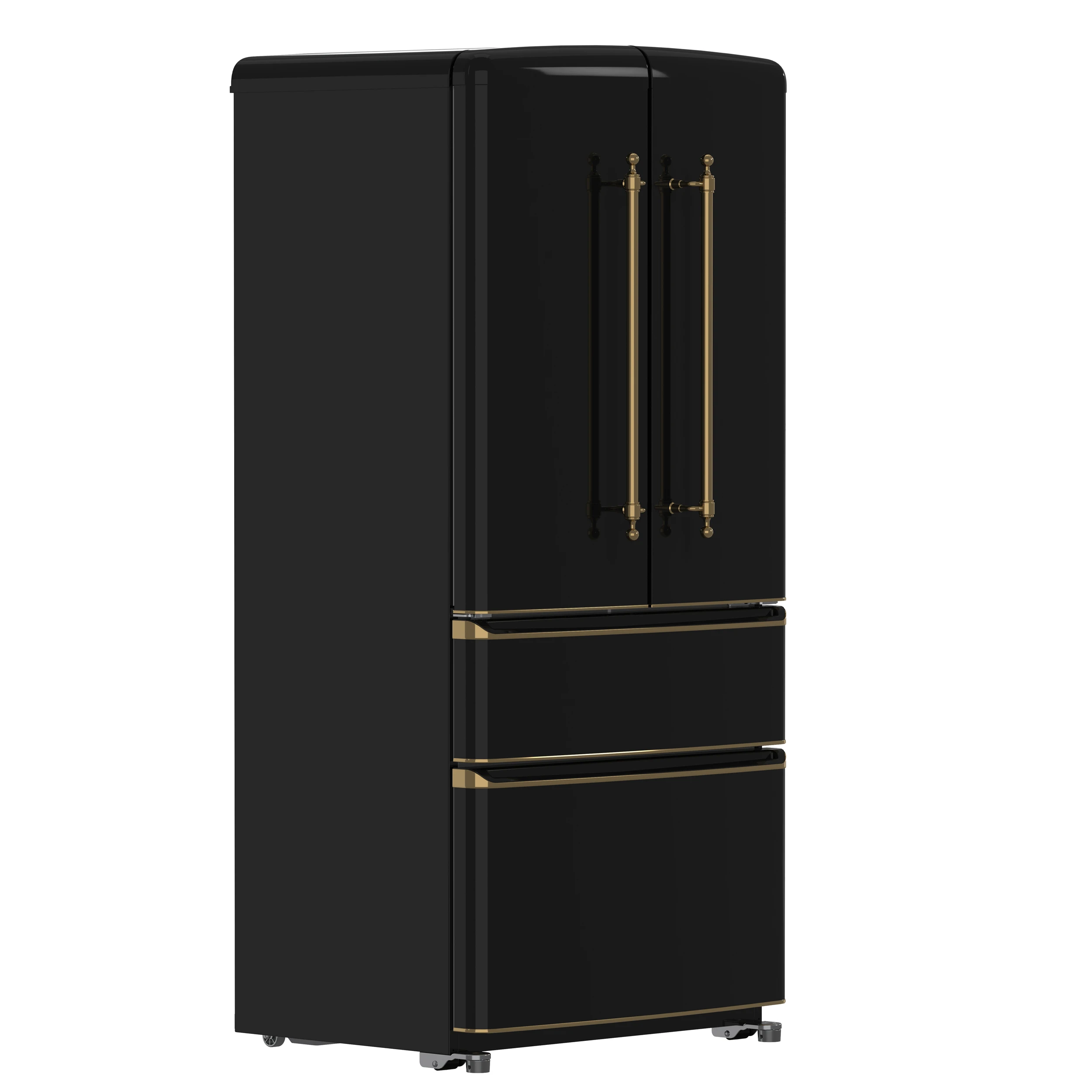 Luigi 33-Inch French Door Refrigerator, 18 cu.ft, Black Finish, Antique Brass Handles, ENERGY STAR Certified FFFFD179133BLK