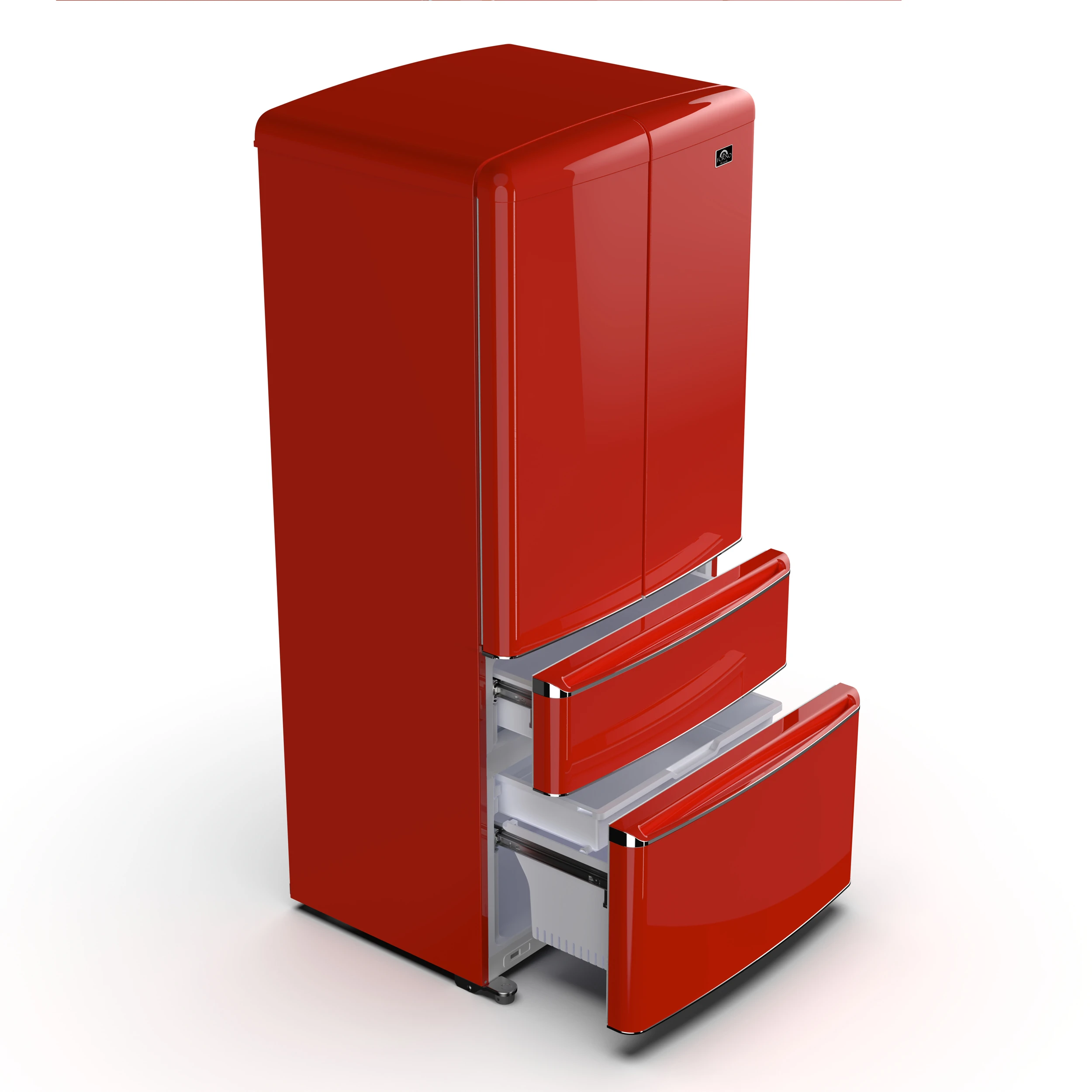 Luigi 33-Inch French Door Refrigerator, 18 cu.ft, Red Finish, Handle-Free Design, ENERGY STAR Certified FFFFD179133RED