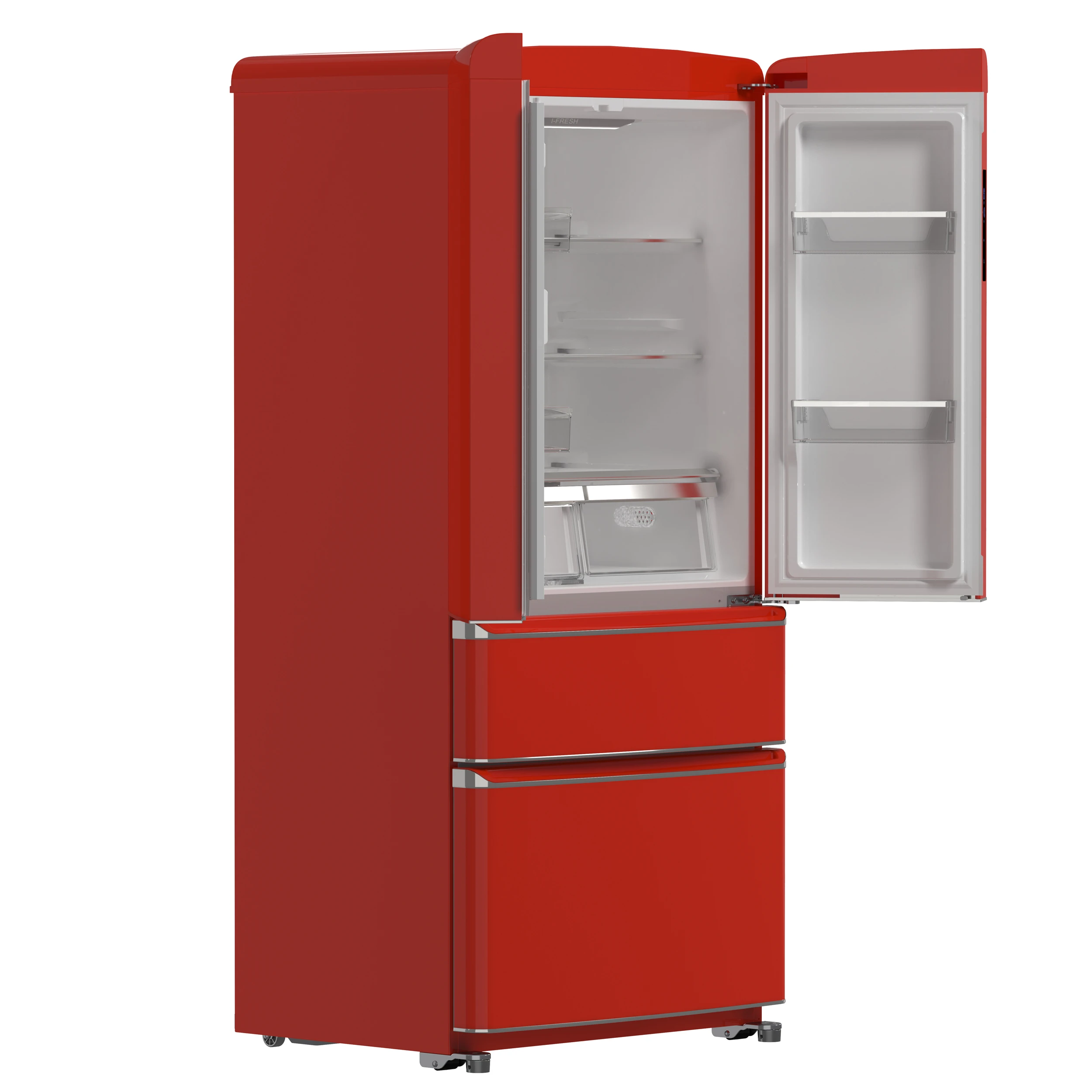 Luigi 33-Inch French Door Refrigerator, 18 cu.ft, Red Finish, Handle-Free Design, ENERGY STAR Certified FFFFD179133RED