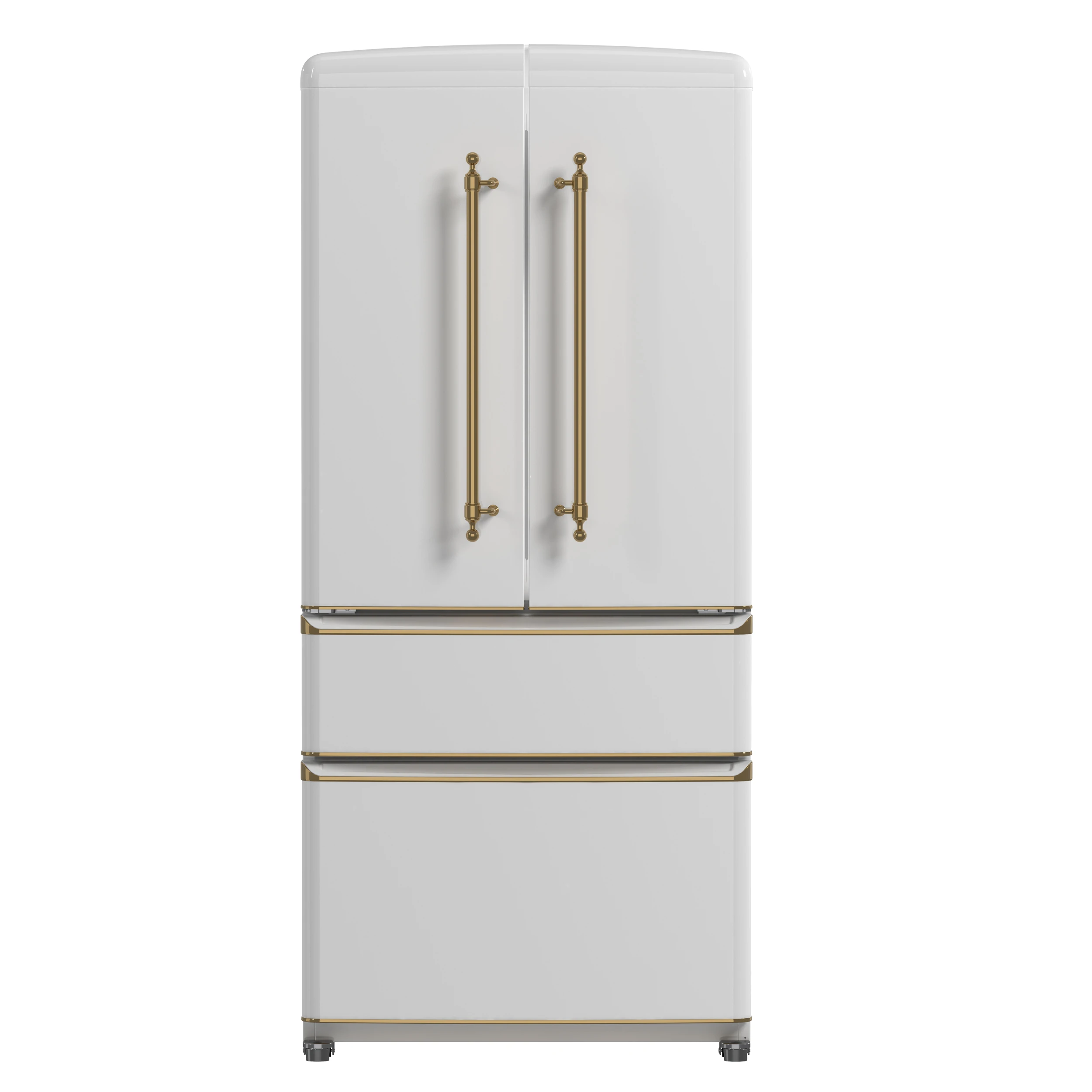 Luigi 33-Inch French Door Refrigerator, 18 cu.ft, White Finish, Antique Brass Handles, ENERGY STAR Certified FFFFD179133WHT