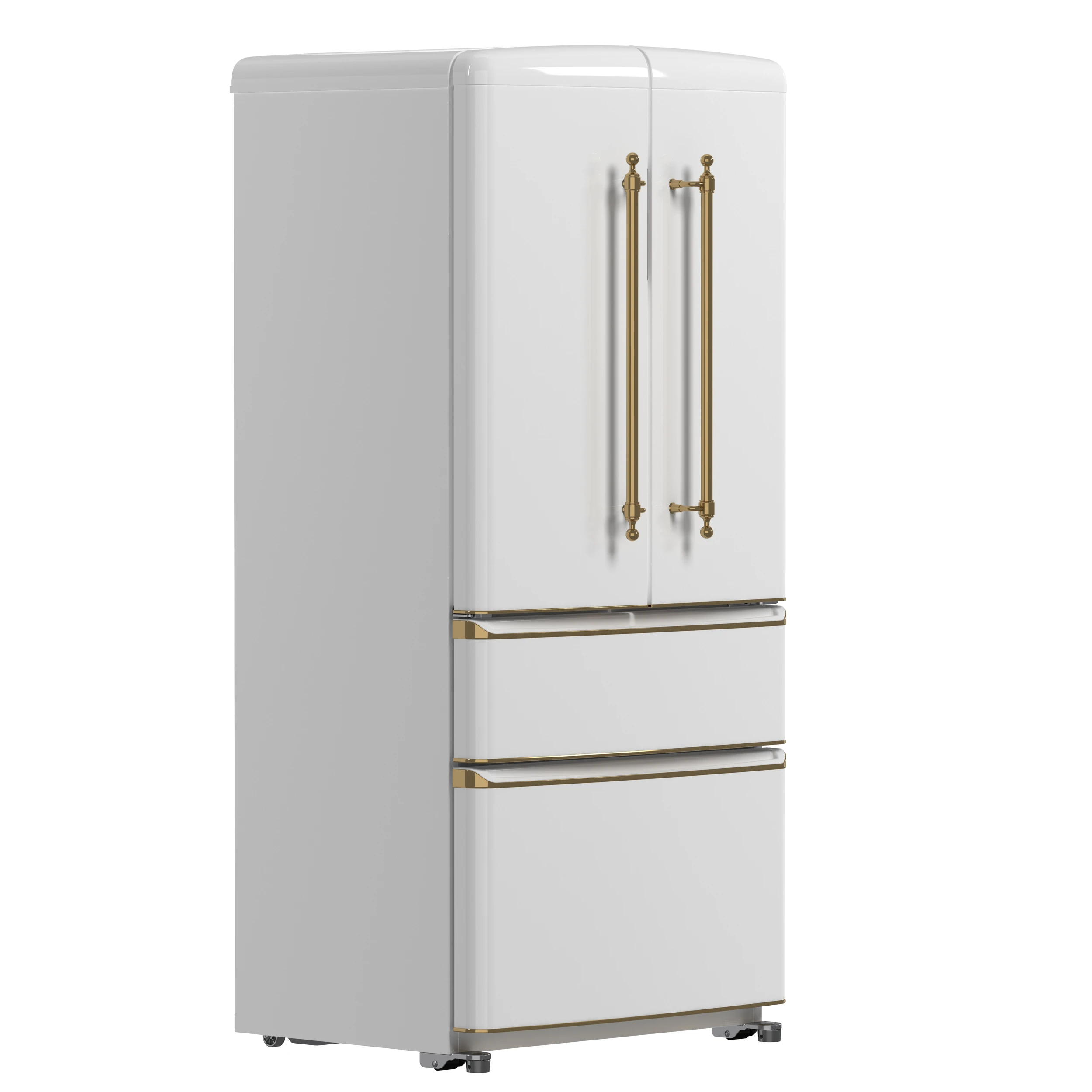Luigi 33-Inch French Door Refrigerator, 18 cu.ft, White Finish, Antique Brass Handles, ENERGY STAR Certified FFFFD179133WHT