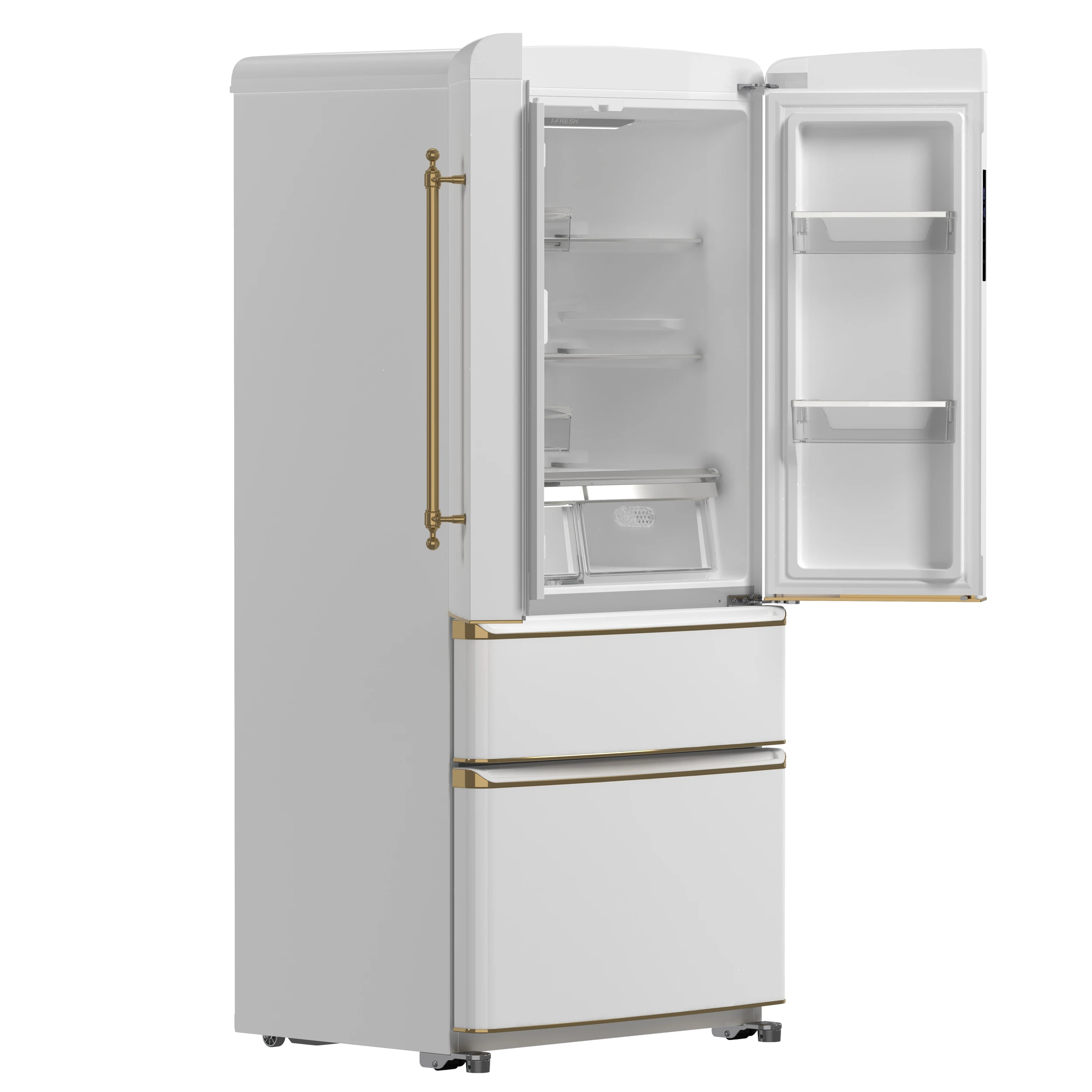 Luigi 33-Inch French Door Refrigerator, 18 cu.ft, White Finish, Antique Brass Handles, ENERGY STAR Certified FFFFD179133WHT
