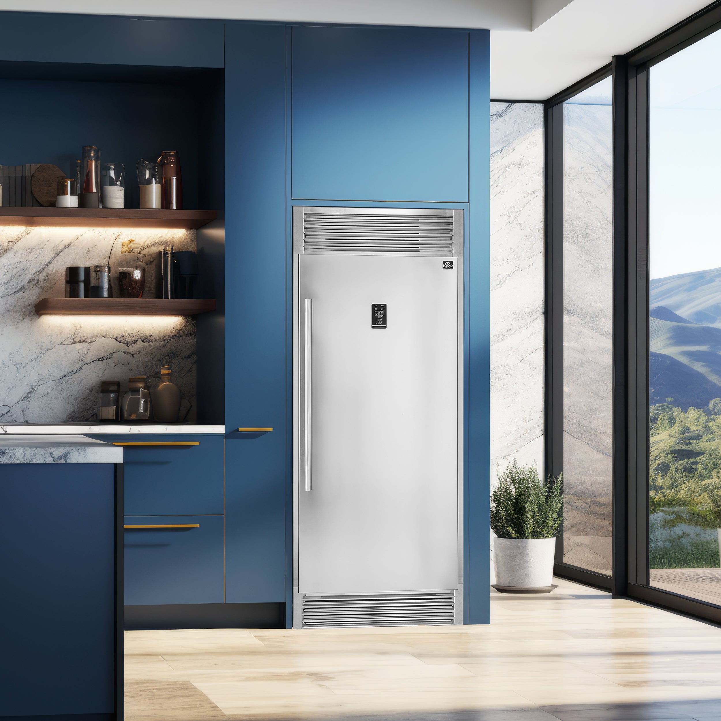 Rizzuto 28-Inch Upright Convertible Refrigerator, 32-Inch Wide, Right Swing, Decorative Grill, ENERGY STAR Certified FFFFD193332RS