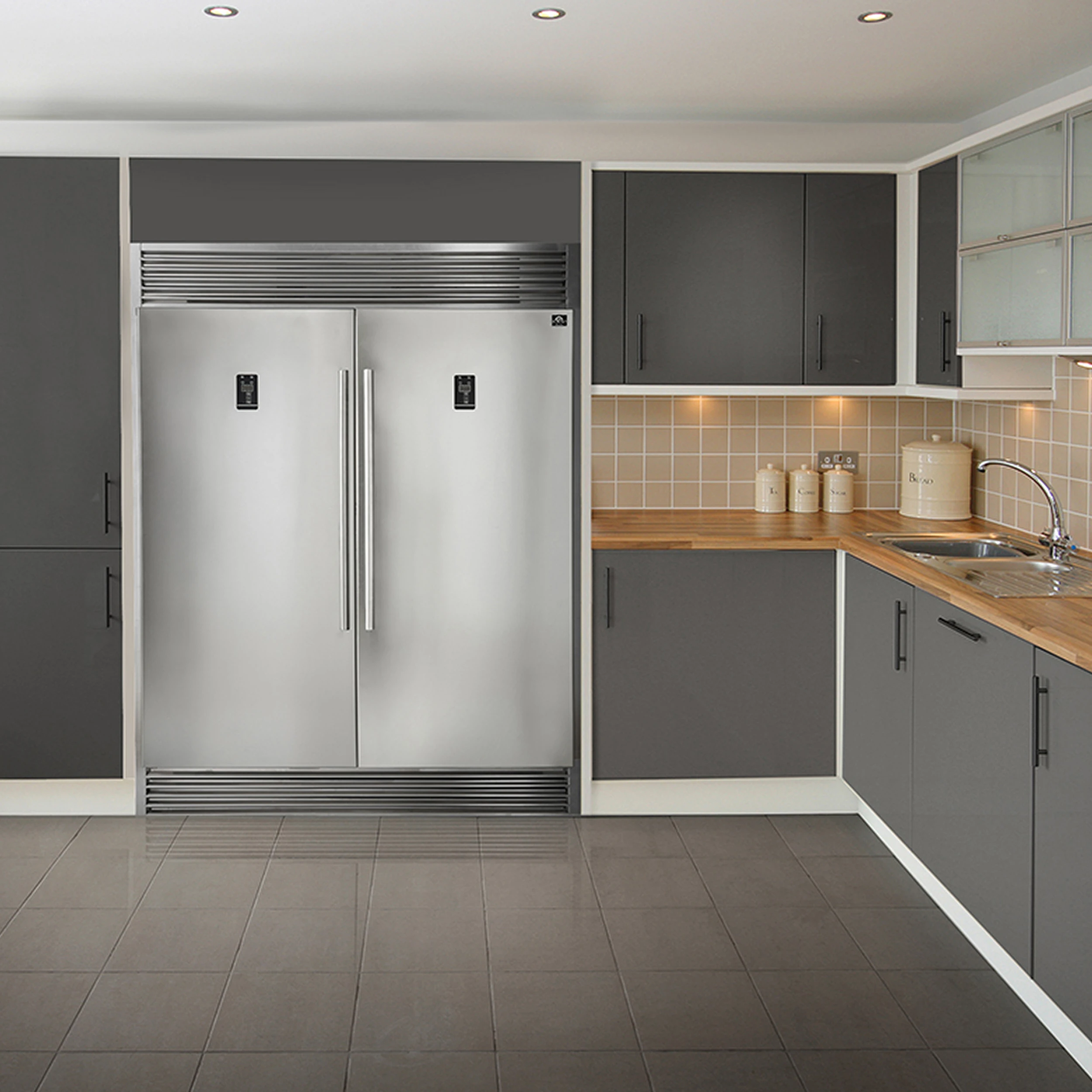 Rizzuto 56-Inch Convertible Refrigerator/Freezer Set, 27.6 cu.ft Total Capacity, Decorative Grill, ENERGY STAR Certified FFFFD193360S