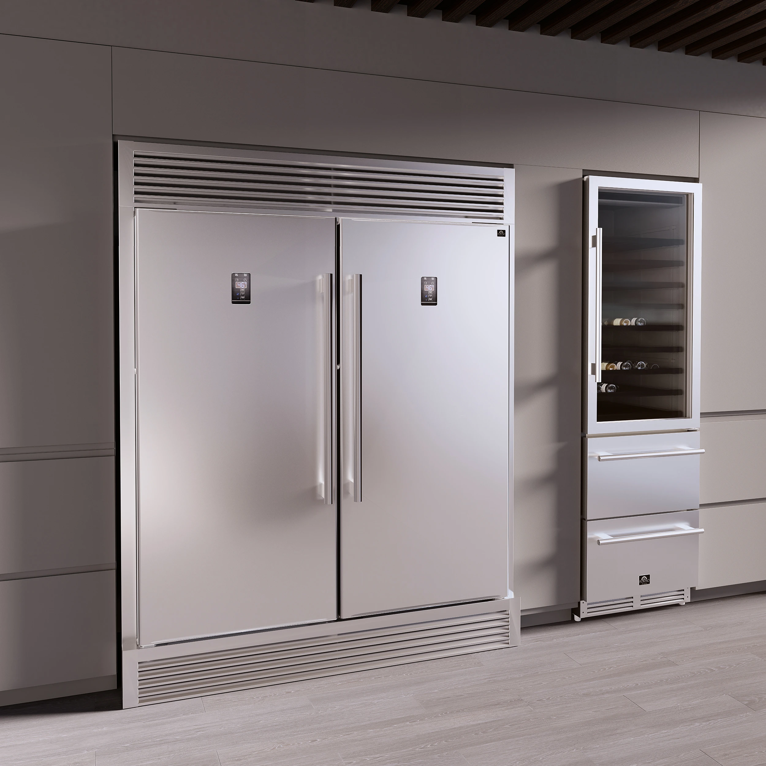 Rizzuto 56-Inch Convertible Refrigerator/Freezer Set, 27.6 cu.ft Total Capacity, Decorative Grill, ENERGY STAR Certified FFFFD193360S