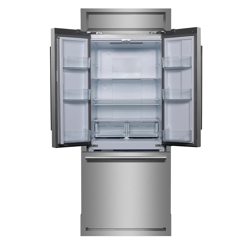 Gallipoli 30-Inch French Door Refrigerator, 17.5 cu.ft Capacity, Modern Decorative Grill, 34-Inch Width, Stainless Steel, No Frost Technology, Energy Efficient FFFFD197435MG