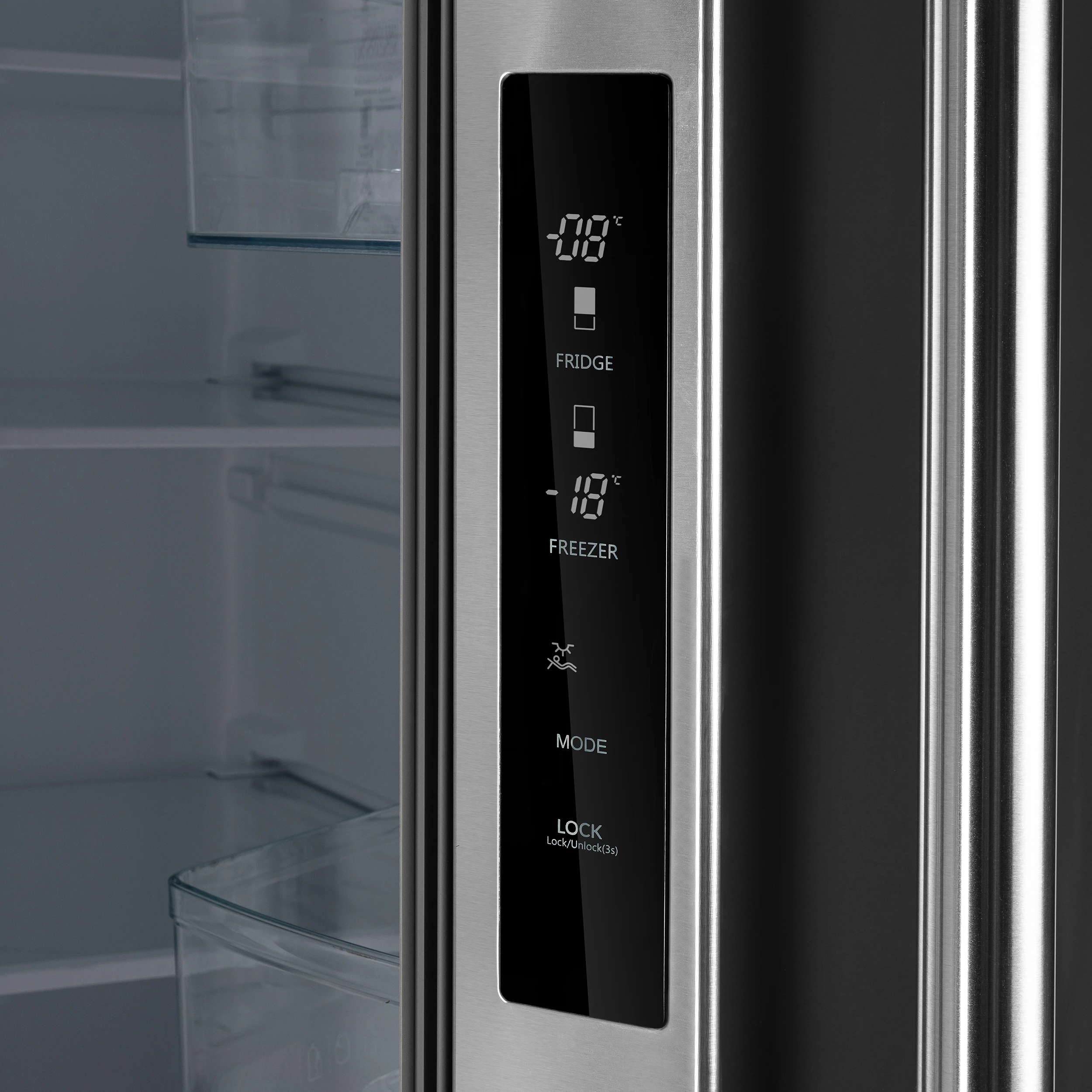 Gallipoli 30-Inch French Door Refrigerator, 17.5 cu.ft Capacity, Modern Decorative Grill, 34-Inch Width, Stainless Steel, No Frost Technology, Energy Efficient FFFFD197435MG