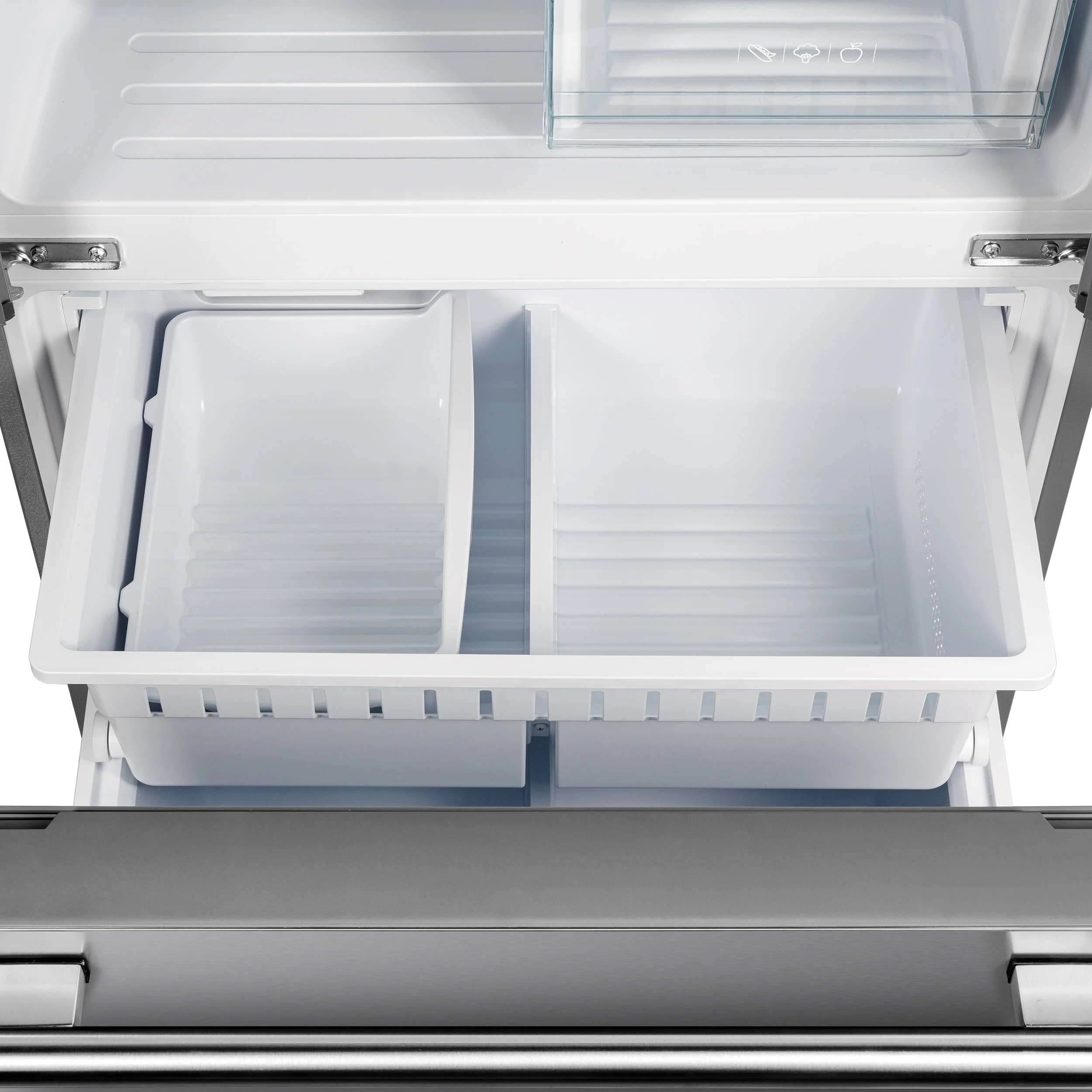 Gallipoli 30-Inch French Door Refrigerator, 17.5 cu.ft Capacity, Modern Decorative Grill, 34-Inch Width, Stainless Steel, No Frost Technology, Energy Efficient FFFFD197435MG