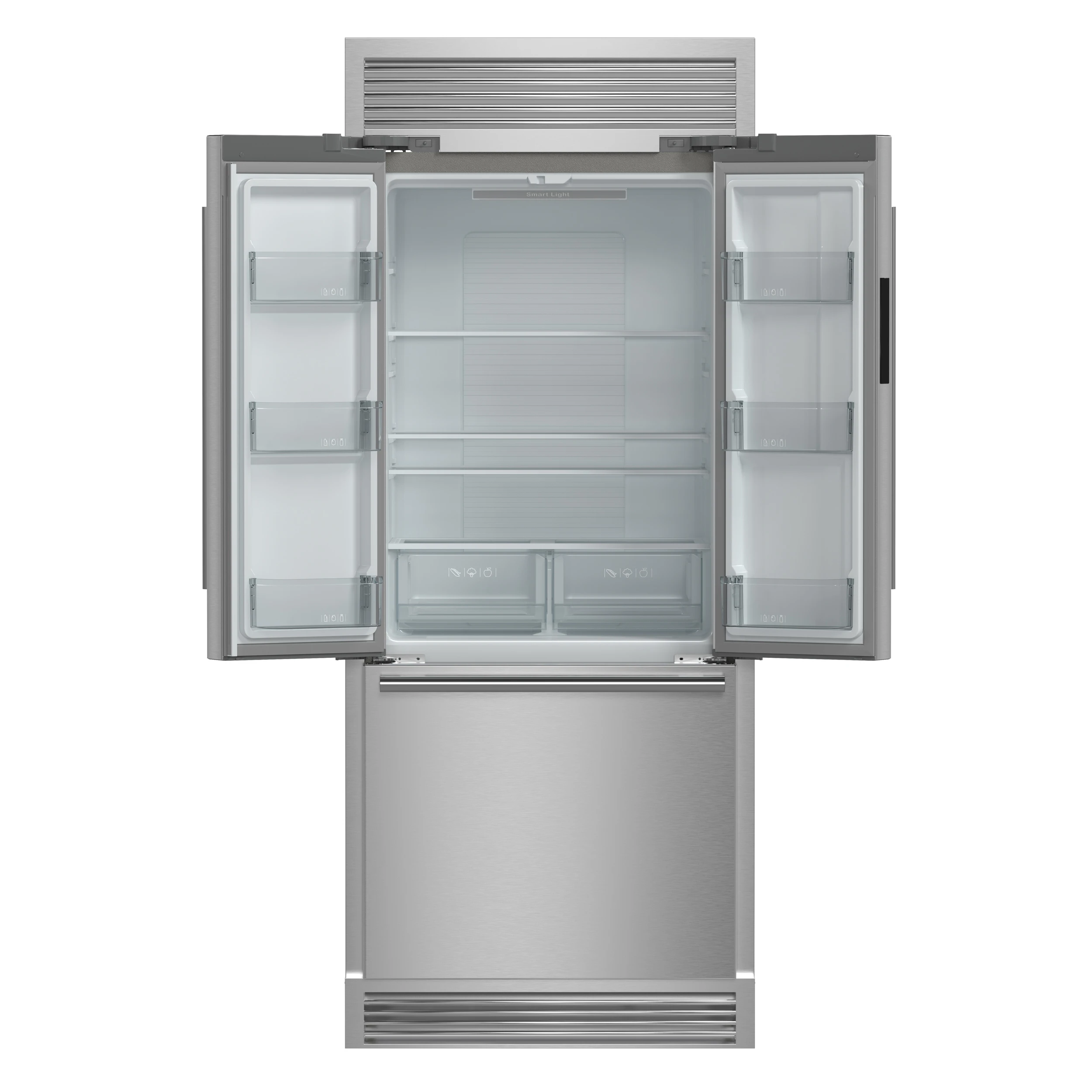Gallipoli 30-Inch French Door Refrigerator, 17.5 cu.ft Capacity, Decorative Grill, 34-Inch Width, Stainless Steel, No Frost Technology, Energy Efficient FFFFD197435SG
