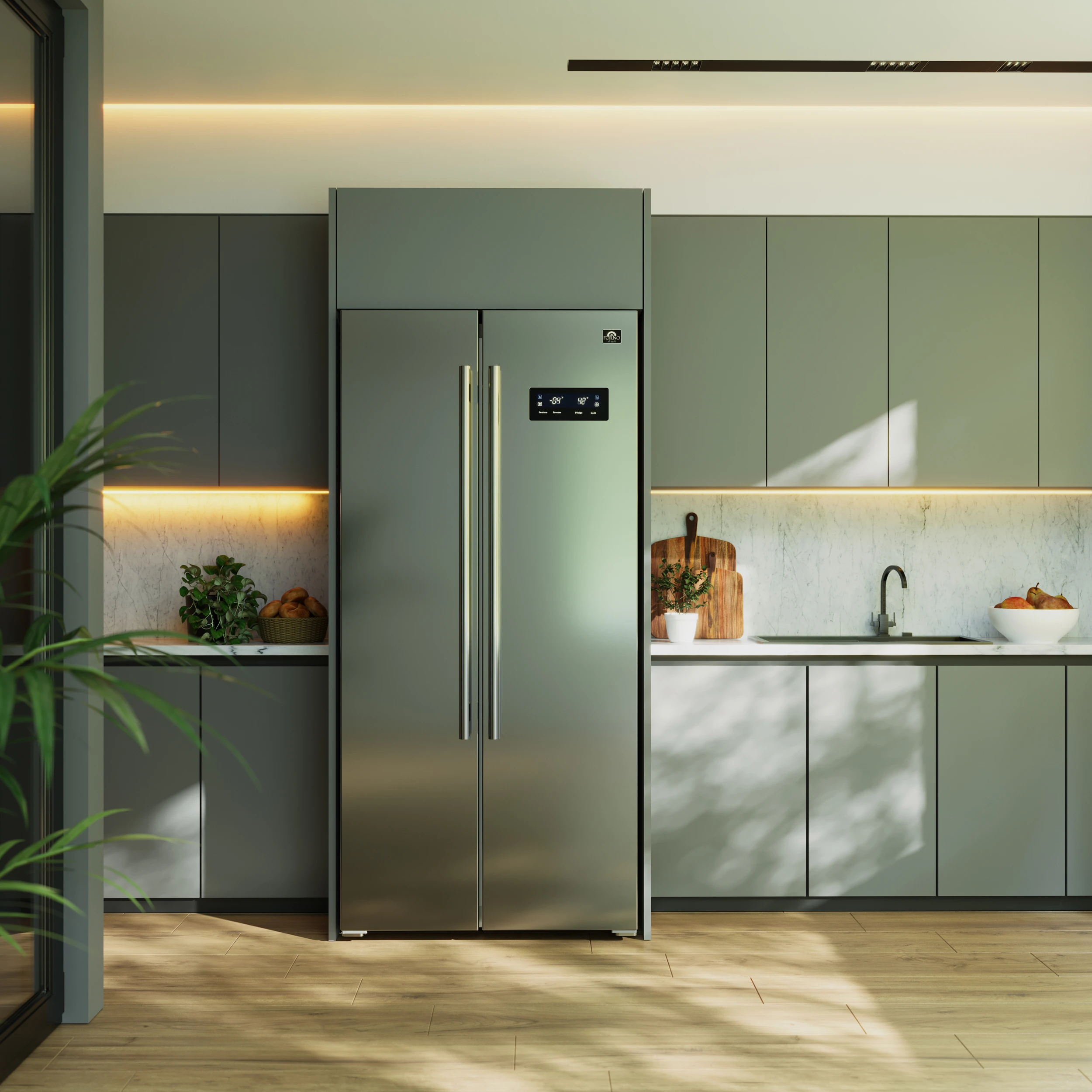 Salerno 33-Inch Side-by-Side Stainless Steel Refrigerator, 15.6 cu.ft, ENERGY STAR Certified FFRBI180533SB