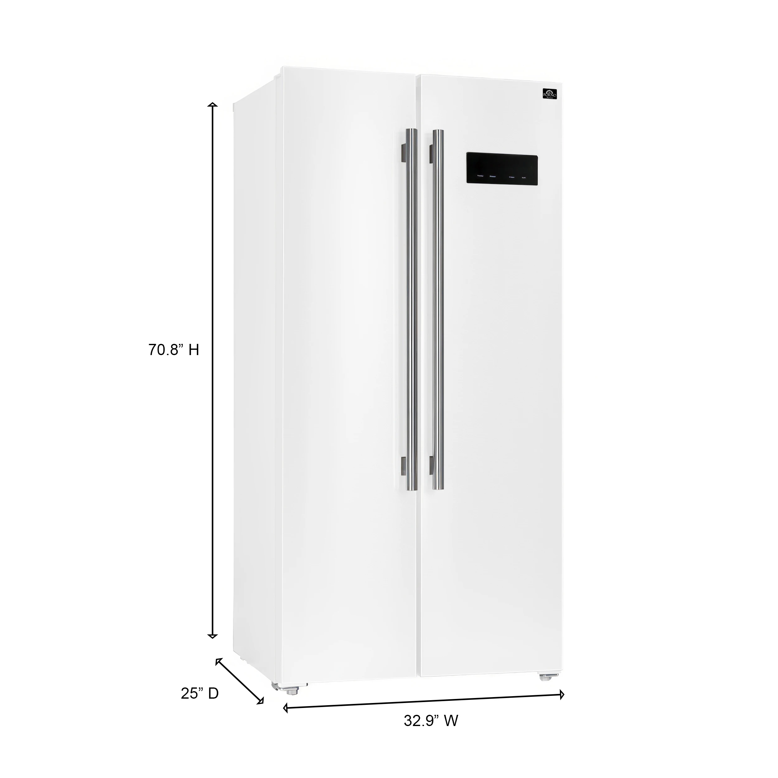 Salerno Espresso 33-Inch White Side-by-Side Refrigerator, 15.6 Cu. Ft., Energy-Efficient, No Frost, Modern Design FFRBI180533WHT