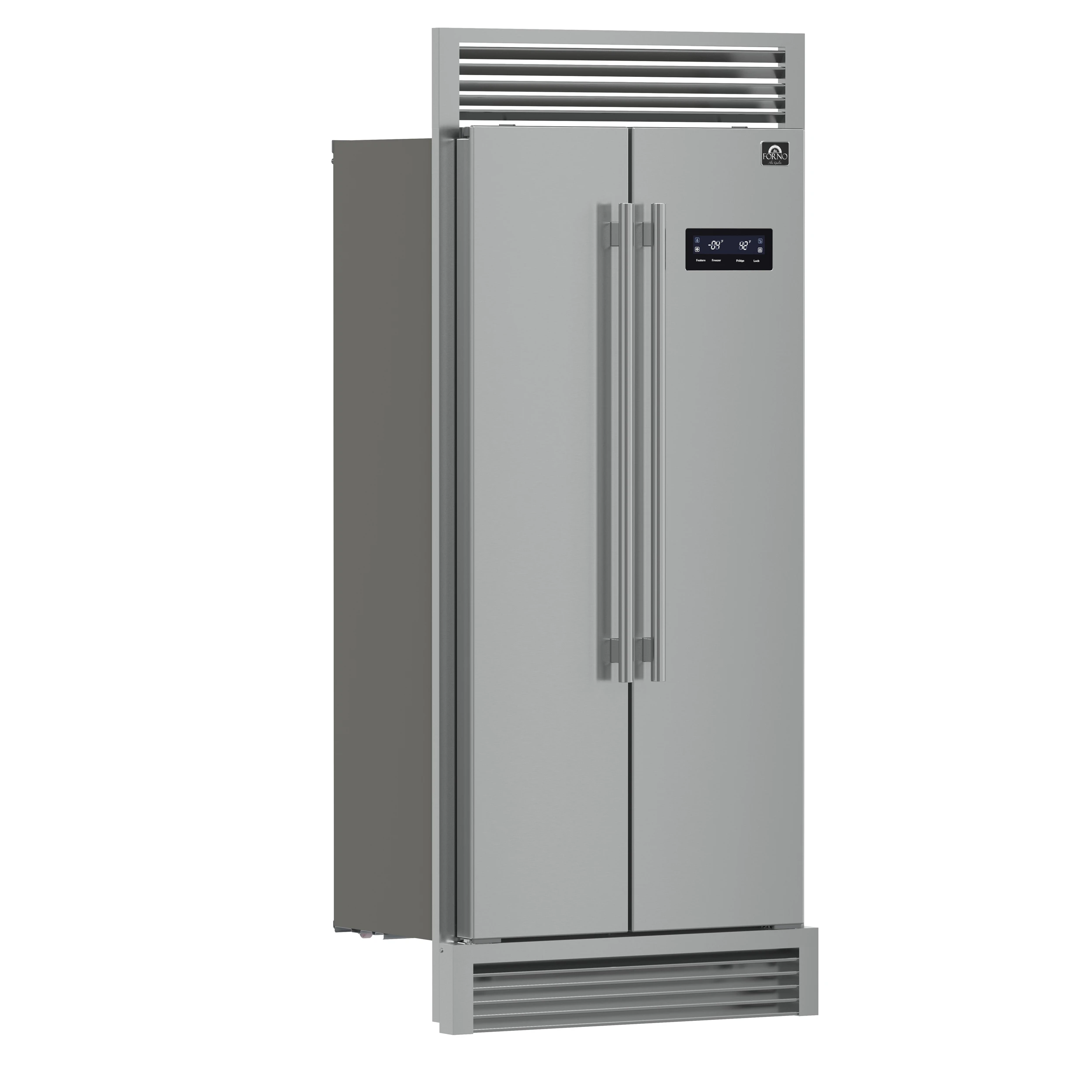 Salerno 37-Inch Built-In Stainless Steel Refrigerator, 15.6 cu.ft, Decorative Grill, ENERGY STAR Certified FFRBI180537SG
