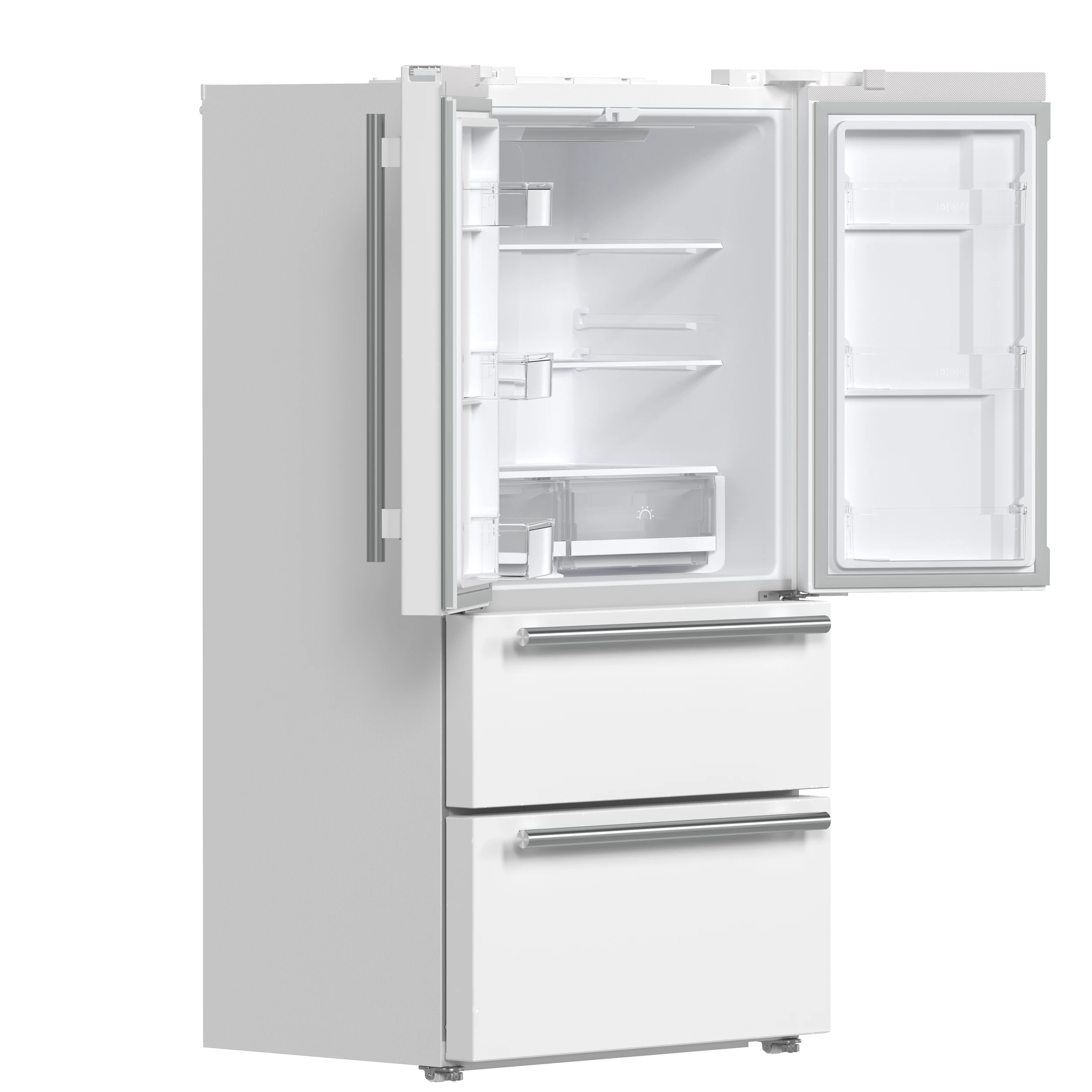 Moena Espresso 36-Inch White French Door Refrigerator, 19.2 Cu. Ft., Frost-Free, Automatic Ice Maker, ENERGY STAR Certified FFRBI182036WHT