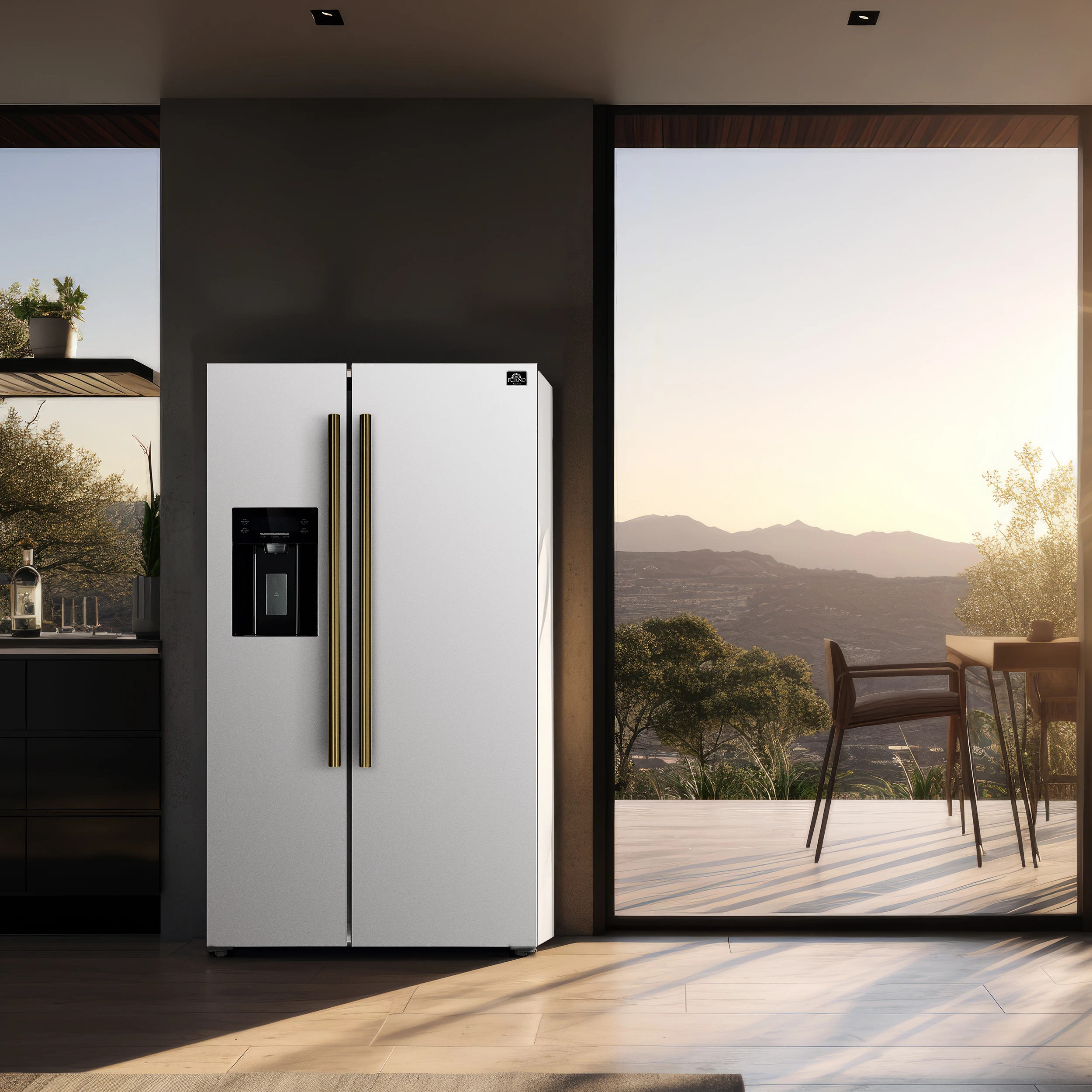 Salerno Espresso 36-Inch White Side-by-Side Refrigerator, 20 Cu. Ft., Frost-Free, Ice & Water Dispenser, ENERGY STAR Certified FFRBI184436WHT