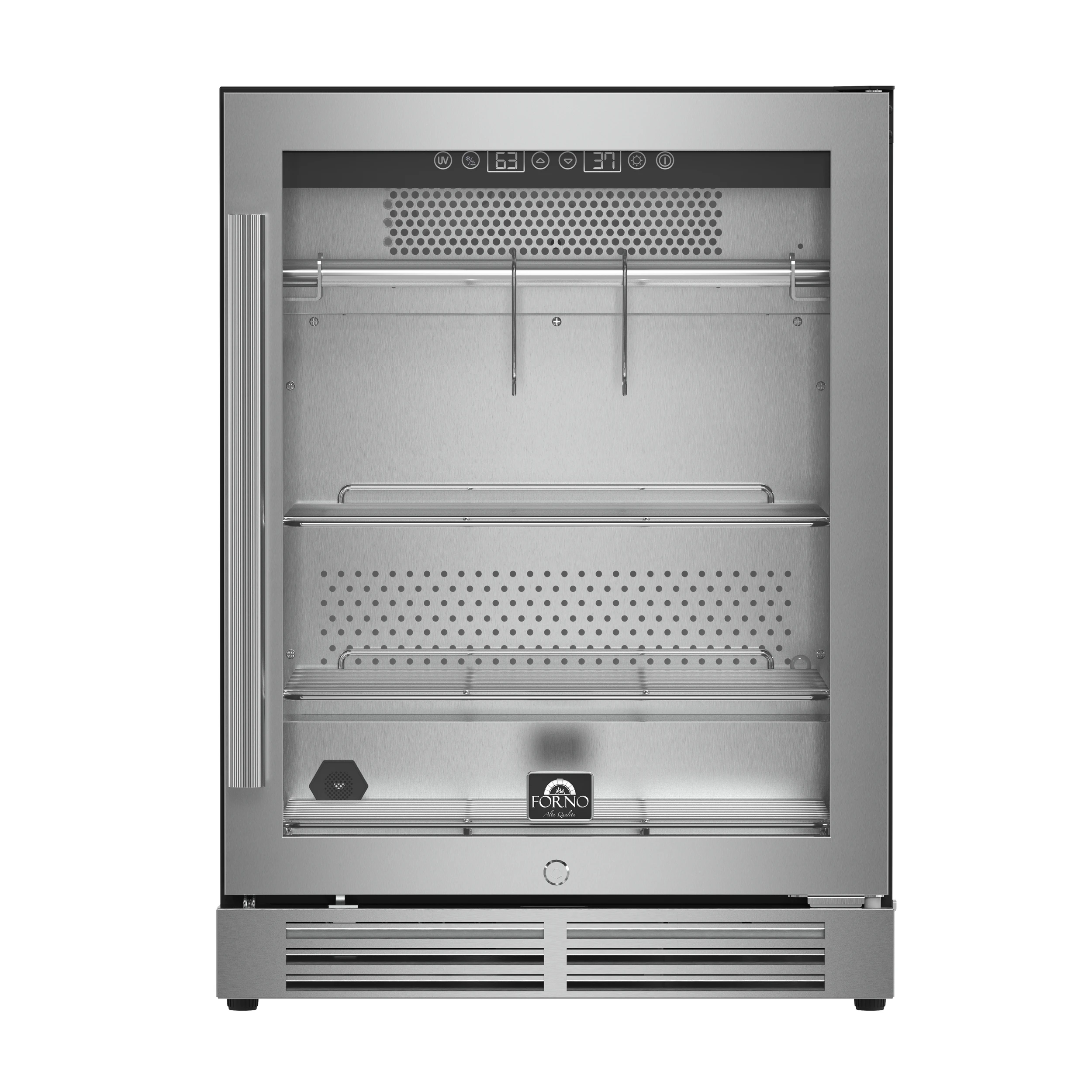 Asciutto 24-Inch Dry Aging Cabinet, Stainless Steel 304, 4.41 cu.ft, LED Lighting, Adjustable Shelves FFSDA684024