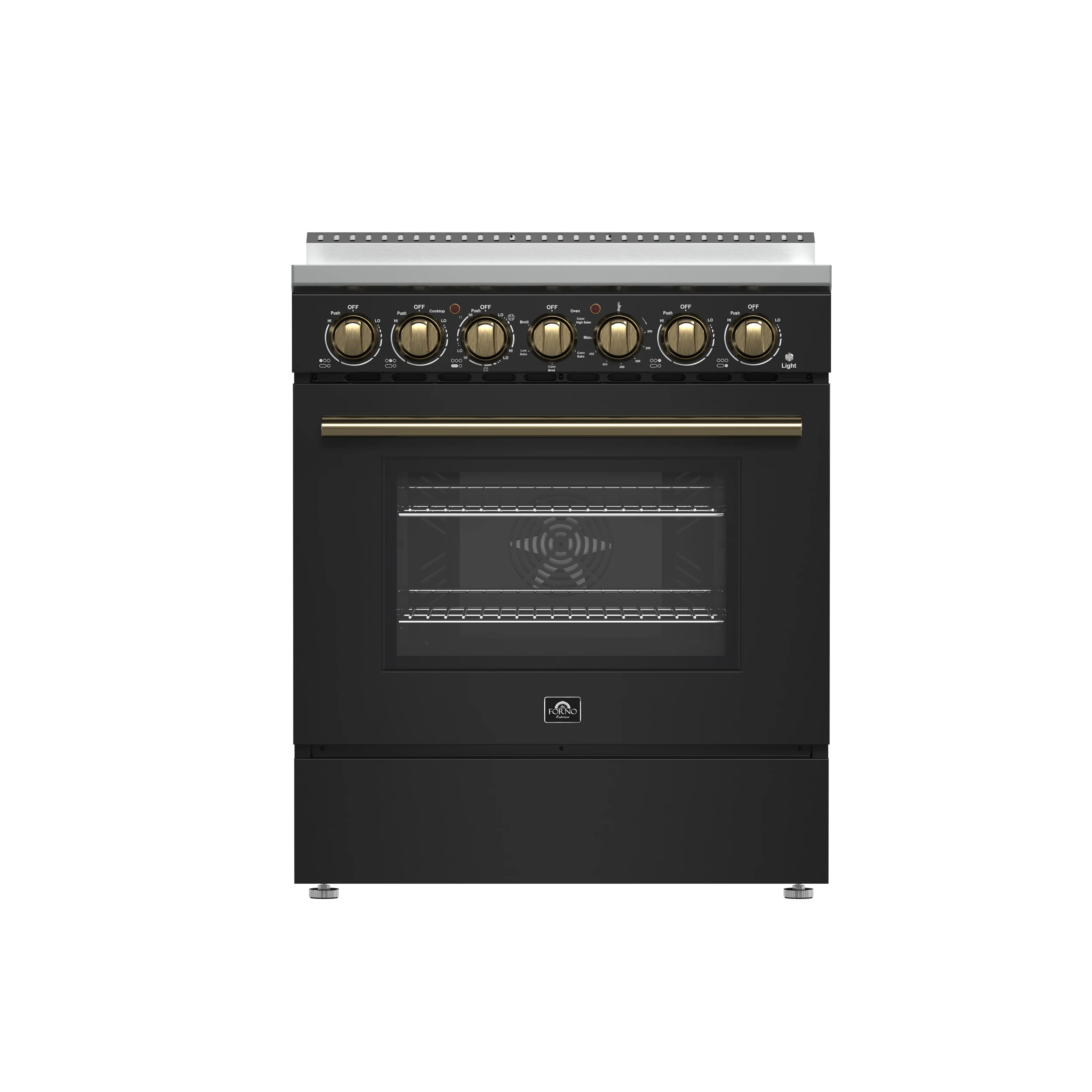 Paolo 30-Inch Freestanding Electric Range, Black, 4.38 cu.ft, True Convection Oven, Energy Efficient FFSEL601130BLK