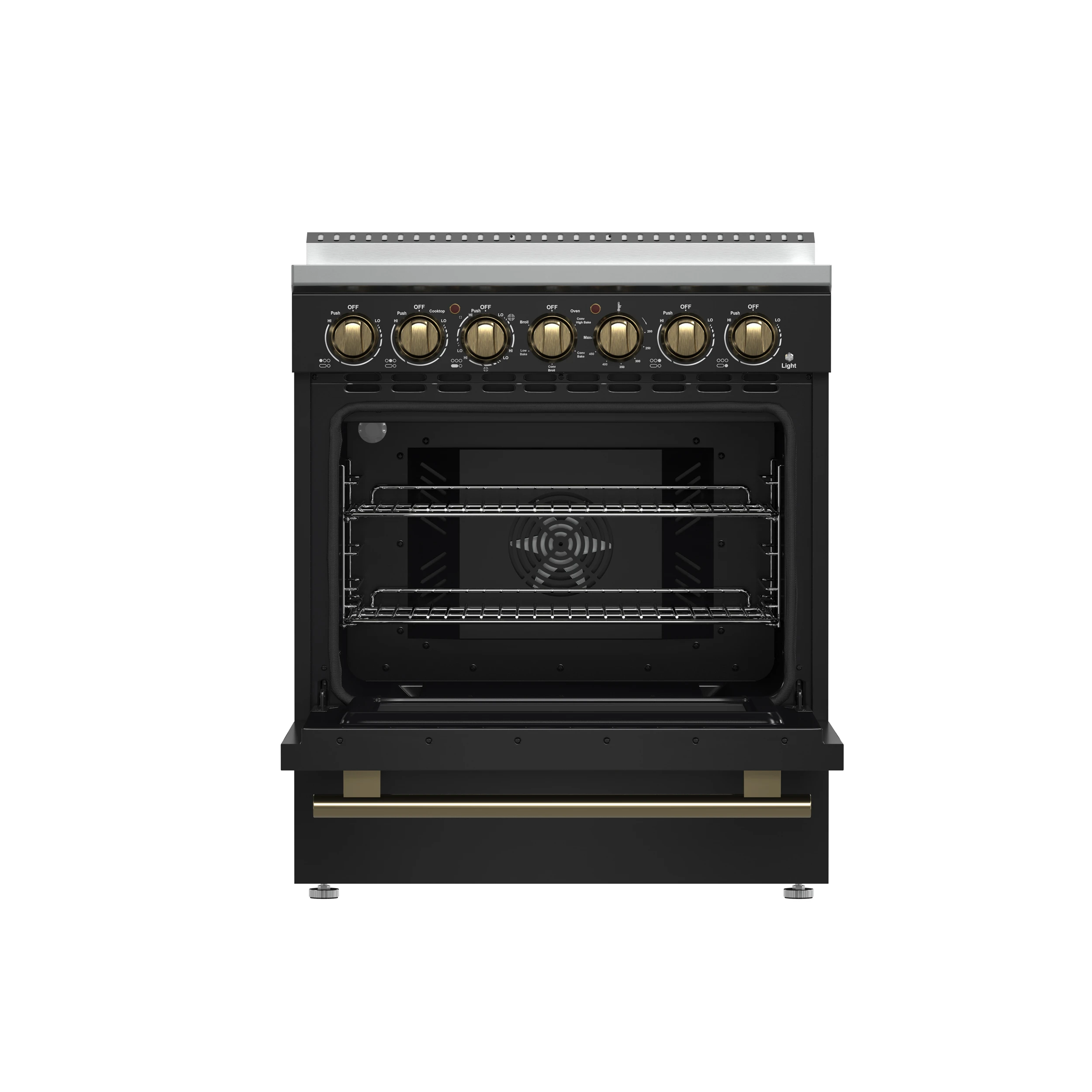 Paolo 30-Inch Freestanding Electric Range, Black, 4.38 cu.ft, True Convection Oven, Energy Efficient FFSEL601130BLK