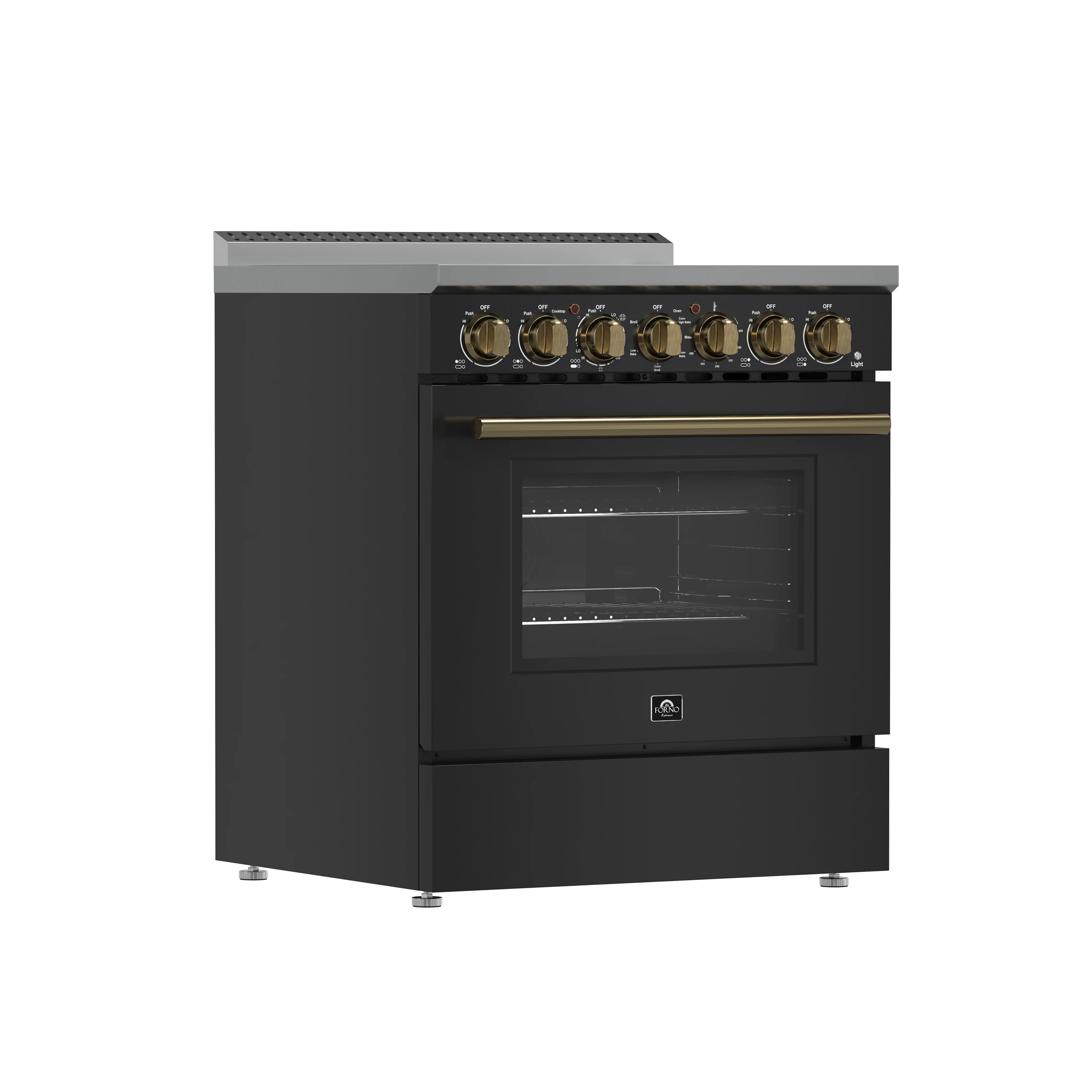 Paolo 30-Inch Freestanding Electric Range, Black, 4.38 cu.ft, True Convection Oven, Energy Efficient FFSEL601130BLK