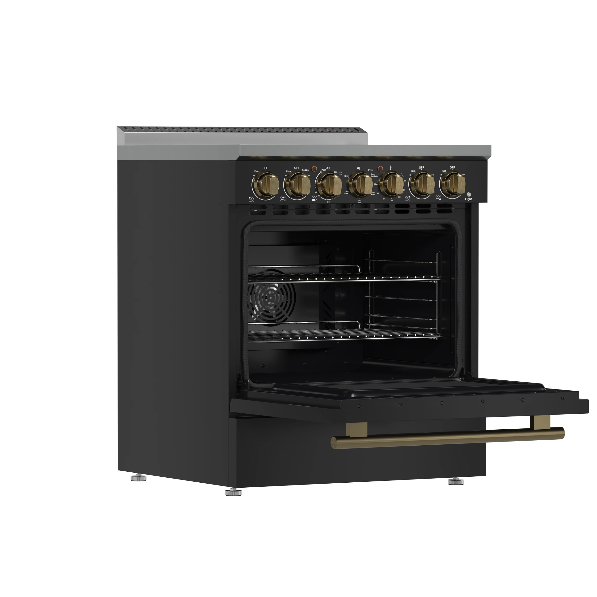 Paolo 30-Inch Freestanding Electric Range, Black, 4.38 cu.ft, True Convection Oven, Energy Efficient FFSEL601130BLK