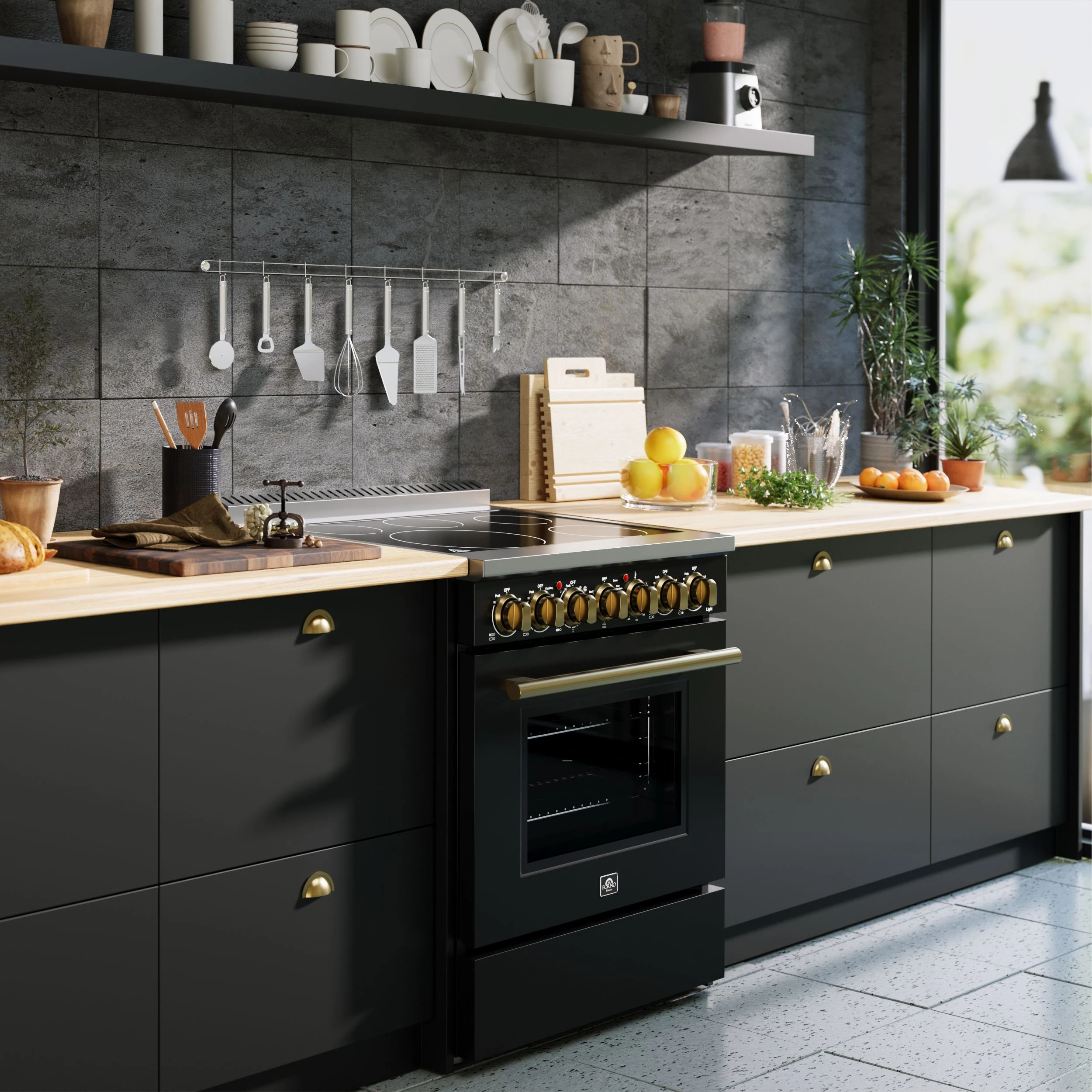 Paolo 30-Inch Freestanding Electric Range, Black, 4.38 cu.ft, True Convection Oven, Energy Efficient FFSEL601130BLK