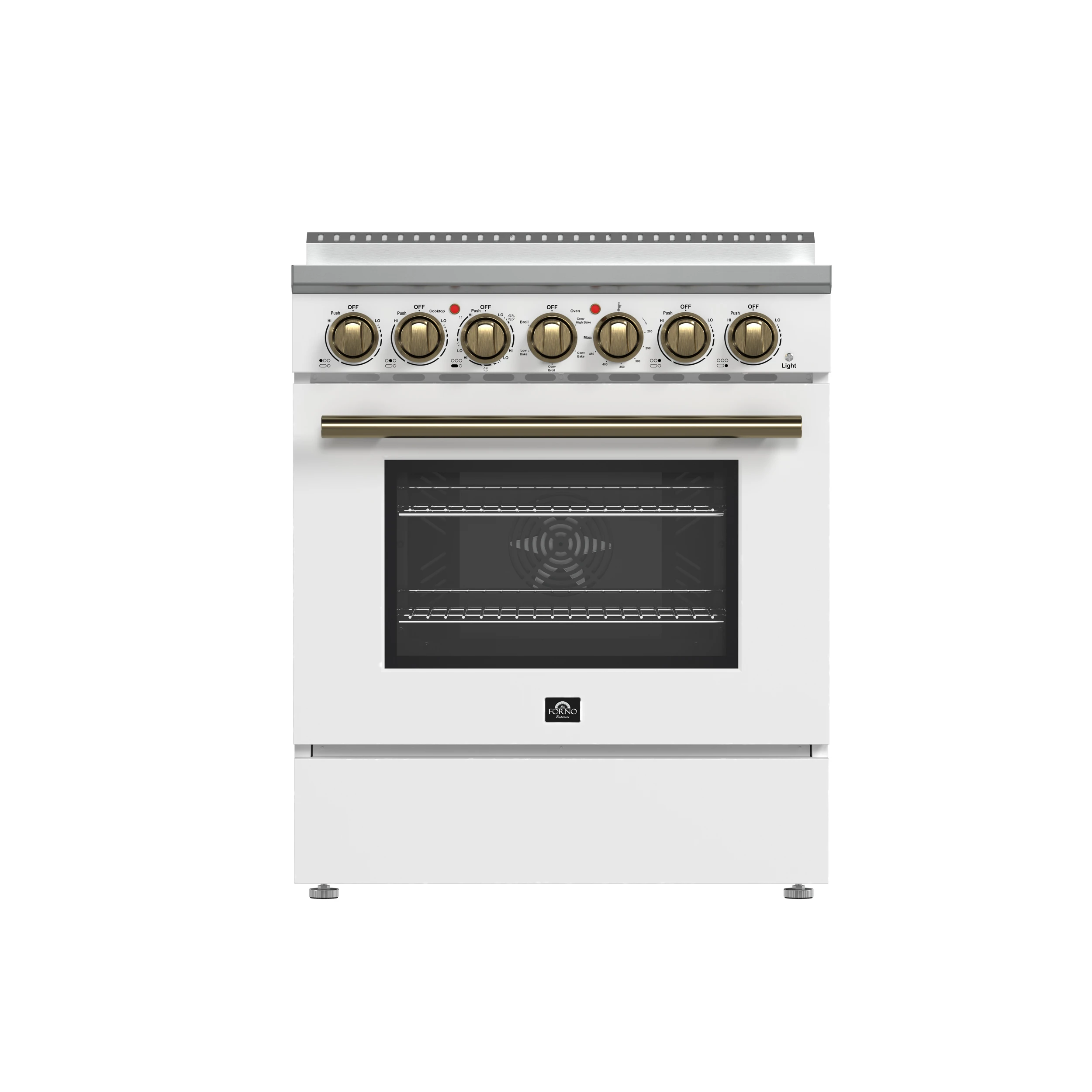 Paolo 30-Inch Freestanding Electric Range, White, 4.38 cu.ft, True Convection Oven, Energy Efficient FFSEL601130WHT
