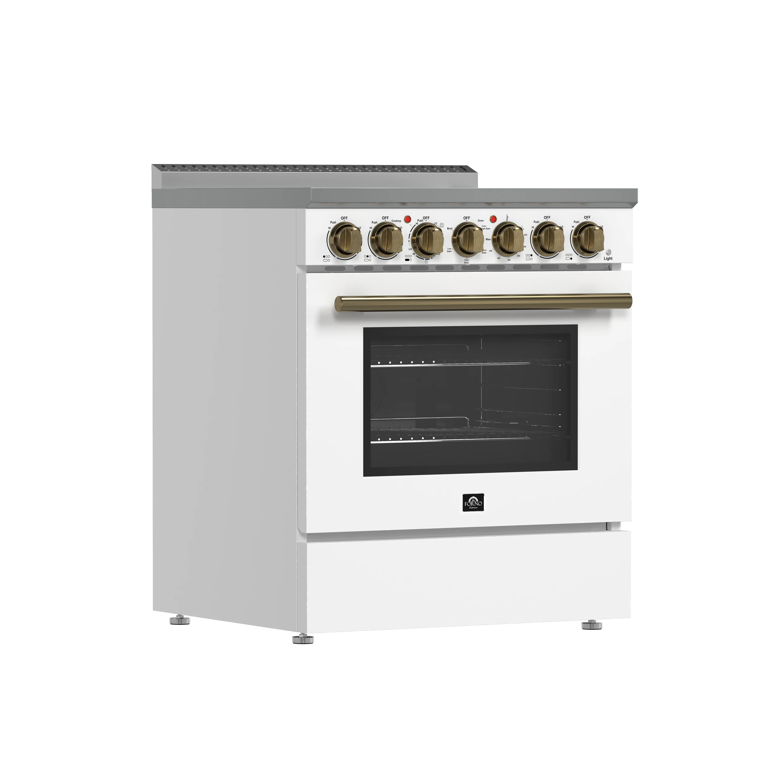 Paolo 30-Inch Freestanding Electric Range, White, 4.38 cu.ft, True Convection Oven, Energy Efficient FFSEL601130WHT