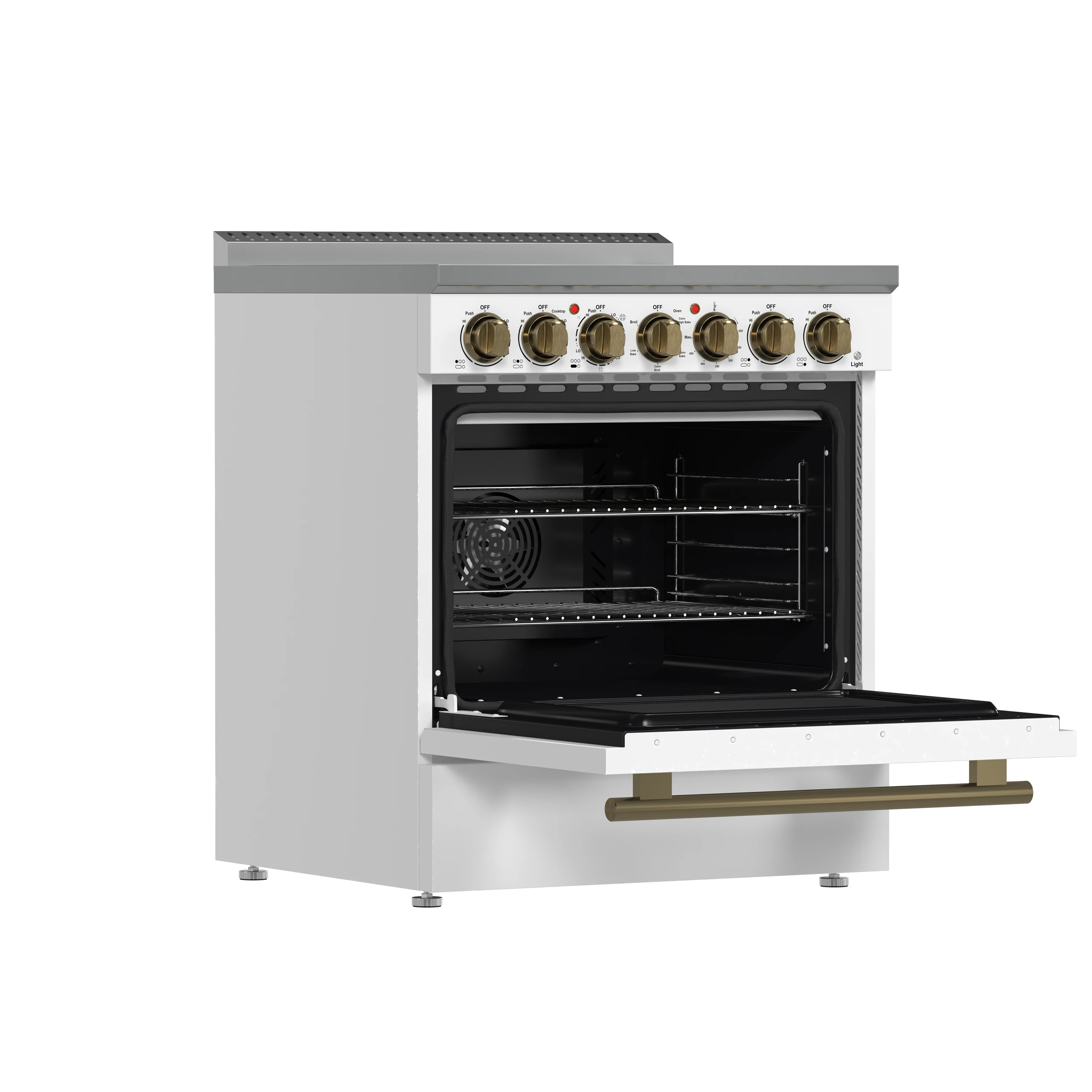 Paolo 30-Inch Freestanding Electric Range, White, 4.38 cu.ft, True Convection Oven, Energy Efficient FFSEL601130WHT