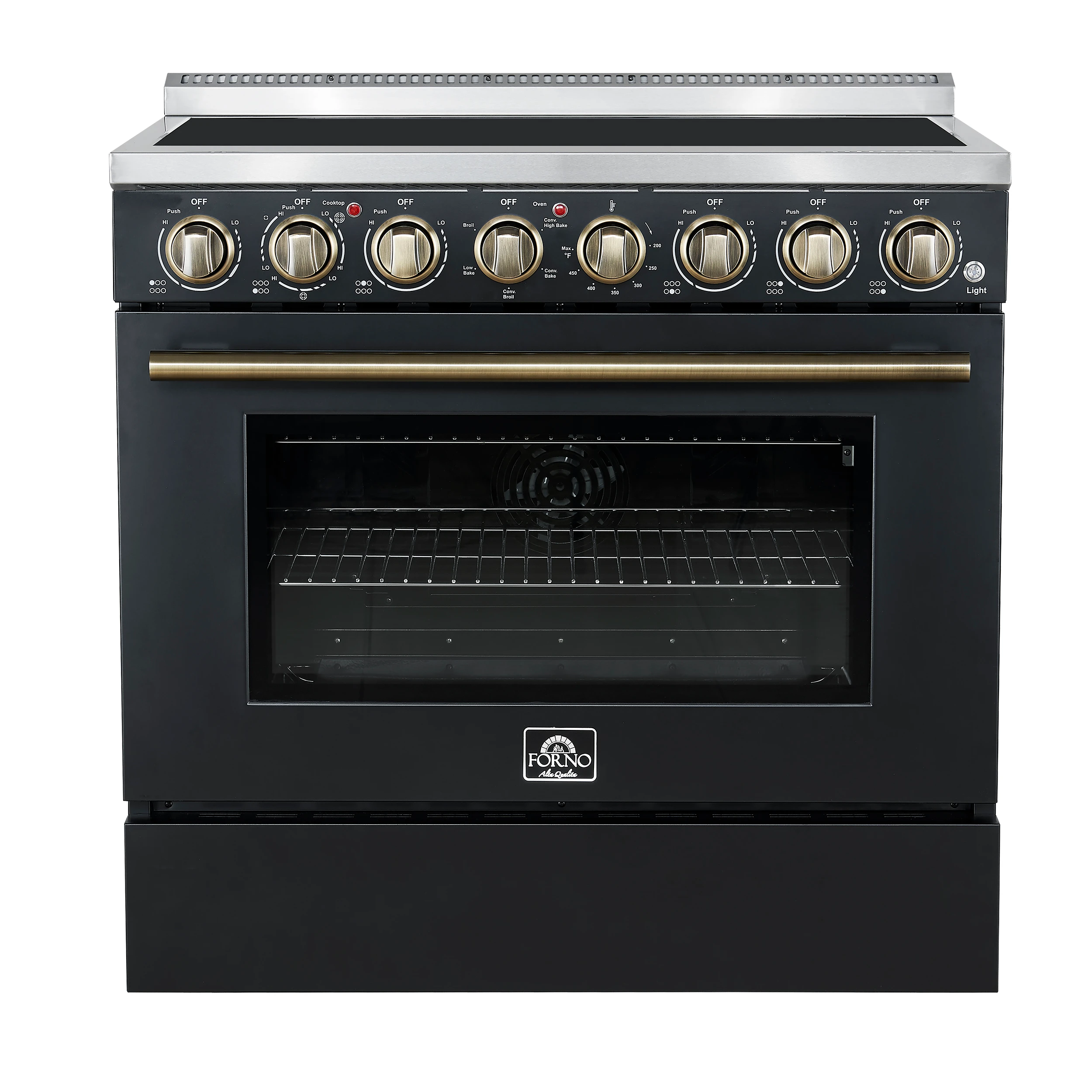 Paolo 36 Inch Black Freestanding Electric Range, Stainless Steel, 5.44 cu.ft, True Convection Oven, Energy Efficient FFSEL601136BLK