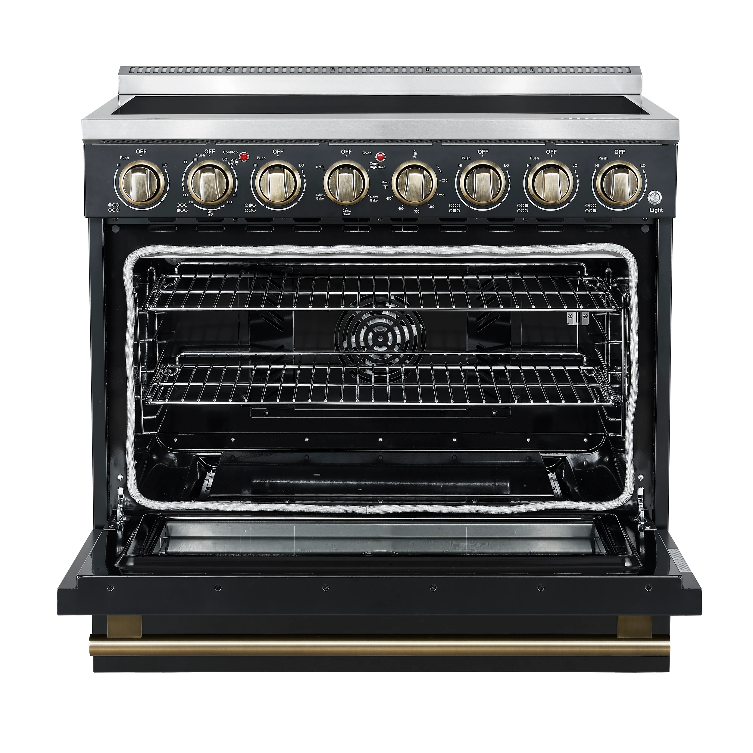 Paolo 36 Inch Black Freestanding Electric Range, Stainless Steel, 5.44 cu.ft, True Convection Oven, Energy Efficient FFSEL601136BLK