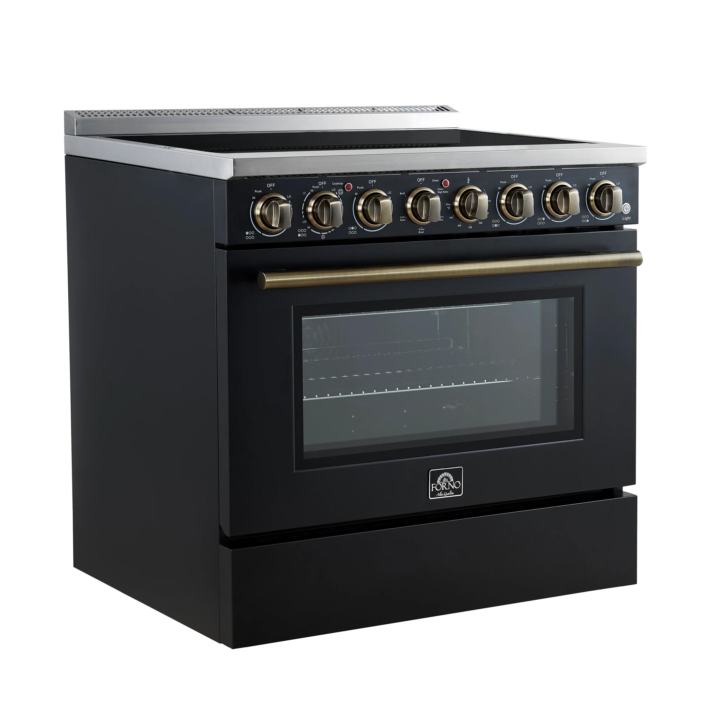 Paolo 36 Inch Black Freestanding Electric Range, Stainless Steel, 5.44 cu.ft, True Convection Oven, Energy Efficient FFSEL601136BLK