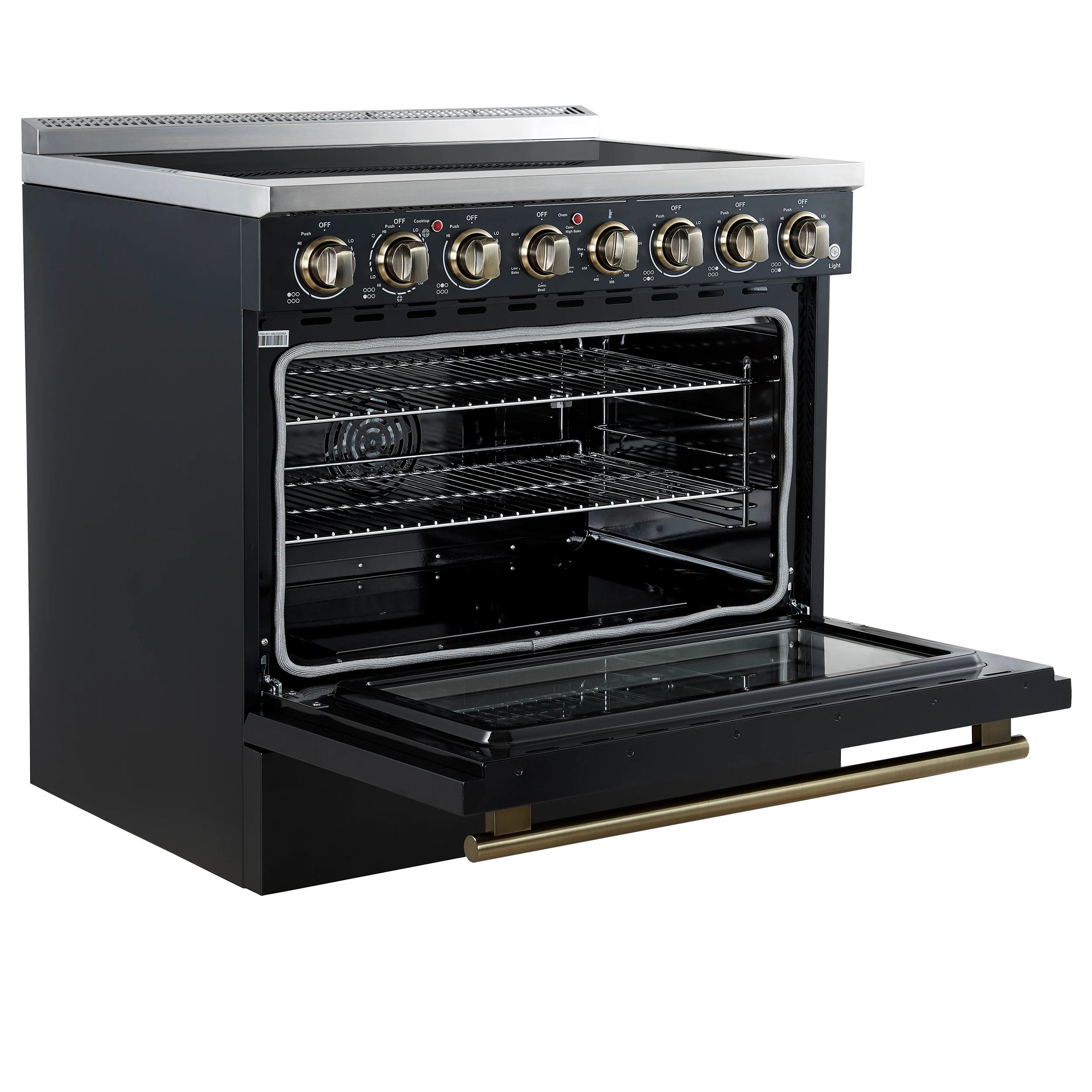 Paolo 36 Inch Black Freestanding Electric Range, Stainless Steel, 5.44 cu.ft, True Convection Oven, Energy Efficient FFSEL601136BLK