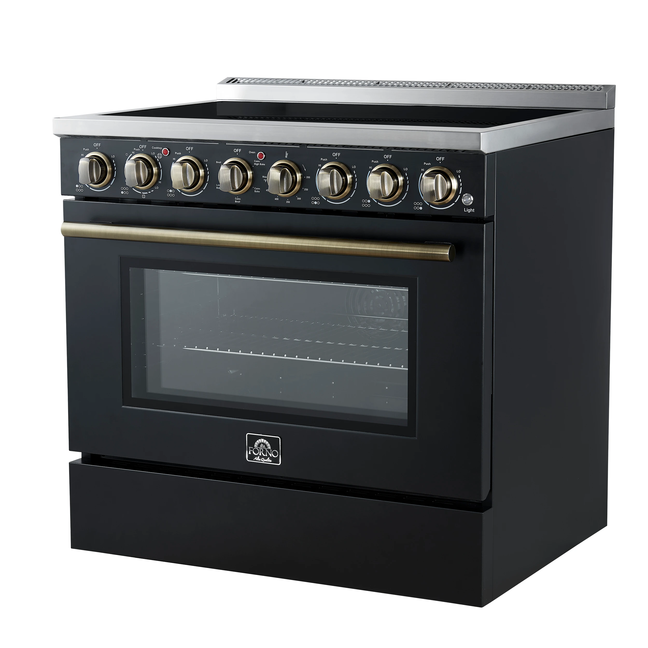 Paolo 36 Inch Black Freestanding Electric Range, Stainless Steel, 5.44 cu.ft, True Convection Oven, Energy Efficient FFSEL601136BLK