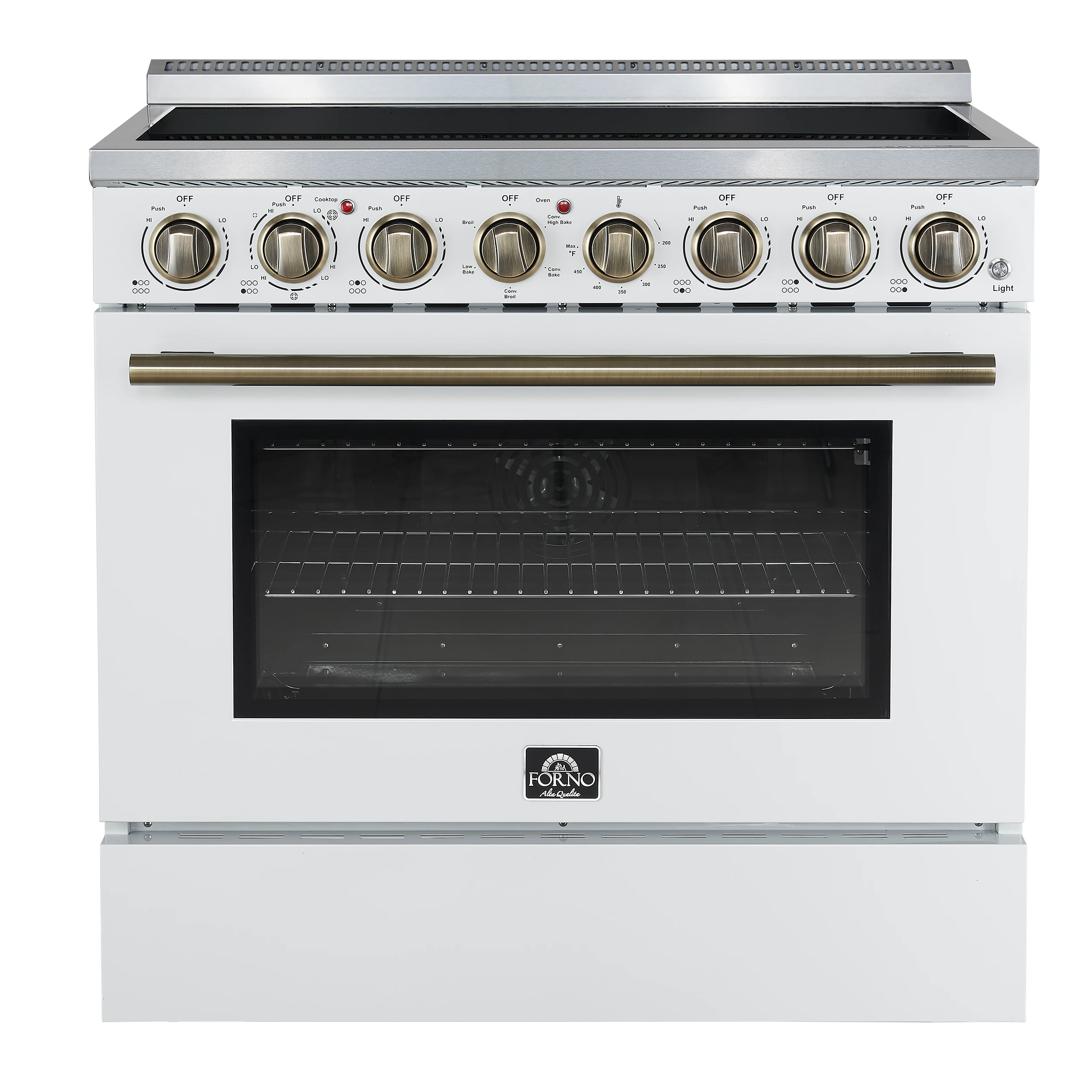 Paolo 36 Inch White Freestanding Electric Range, Stainless Steel, 5.44 cu.ft, True Convection Oven, Energy Efficient FFSEL601136WHT