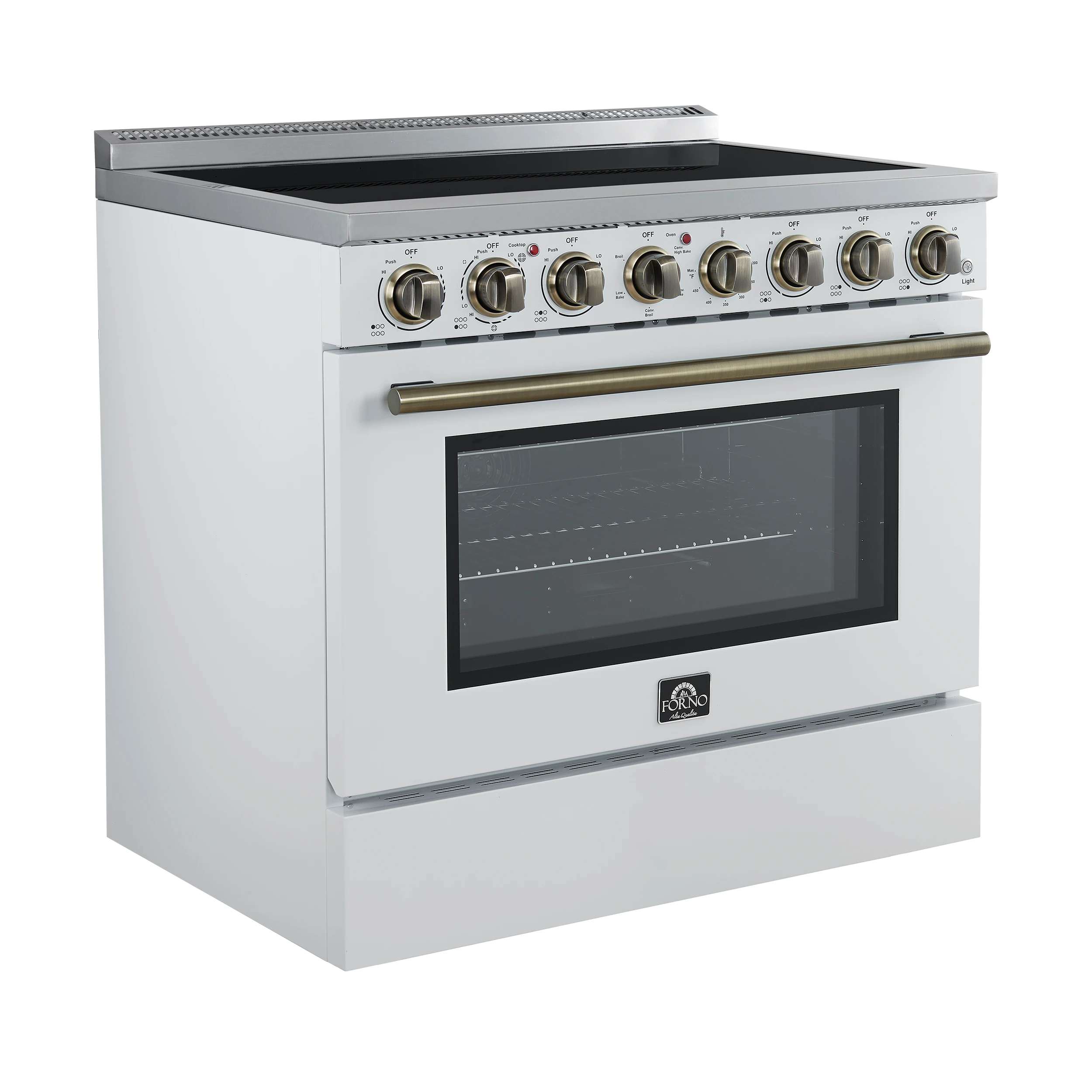 Paolo 36 Inch White Freestanding Electric Range, Stainless Steel, 5.44 cu.ft, True Convection Oven, Energy Efficient FFSEL601136WHT