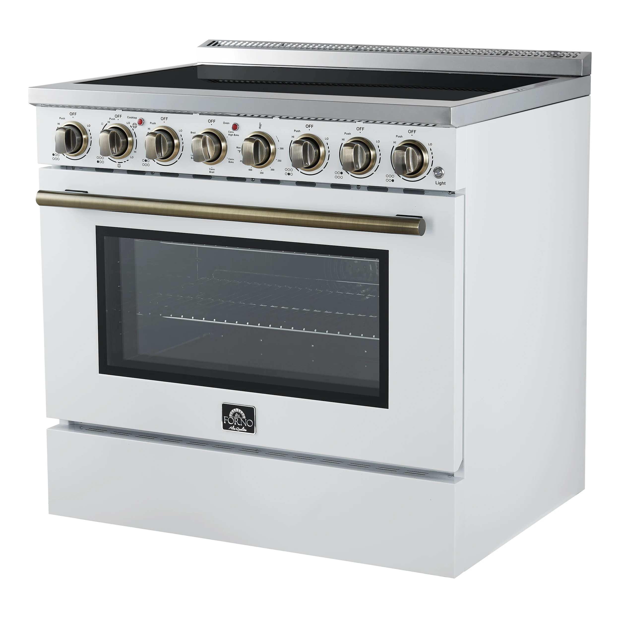 Paolo 36 Inch White Freestanding Electric Range, Stainless Steel, 5.44 cu.ft, True Convection Oven, Energy Efficient FFSEL601136WHT