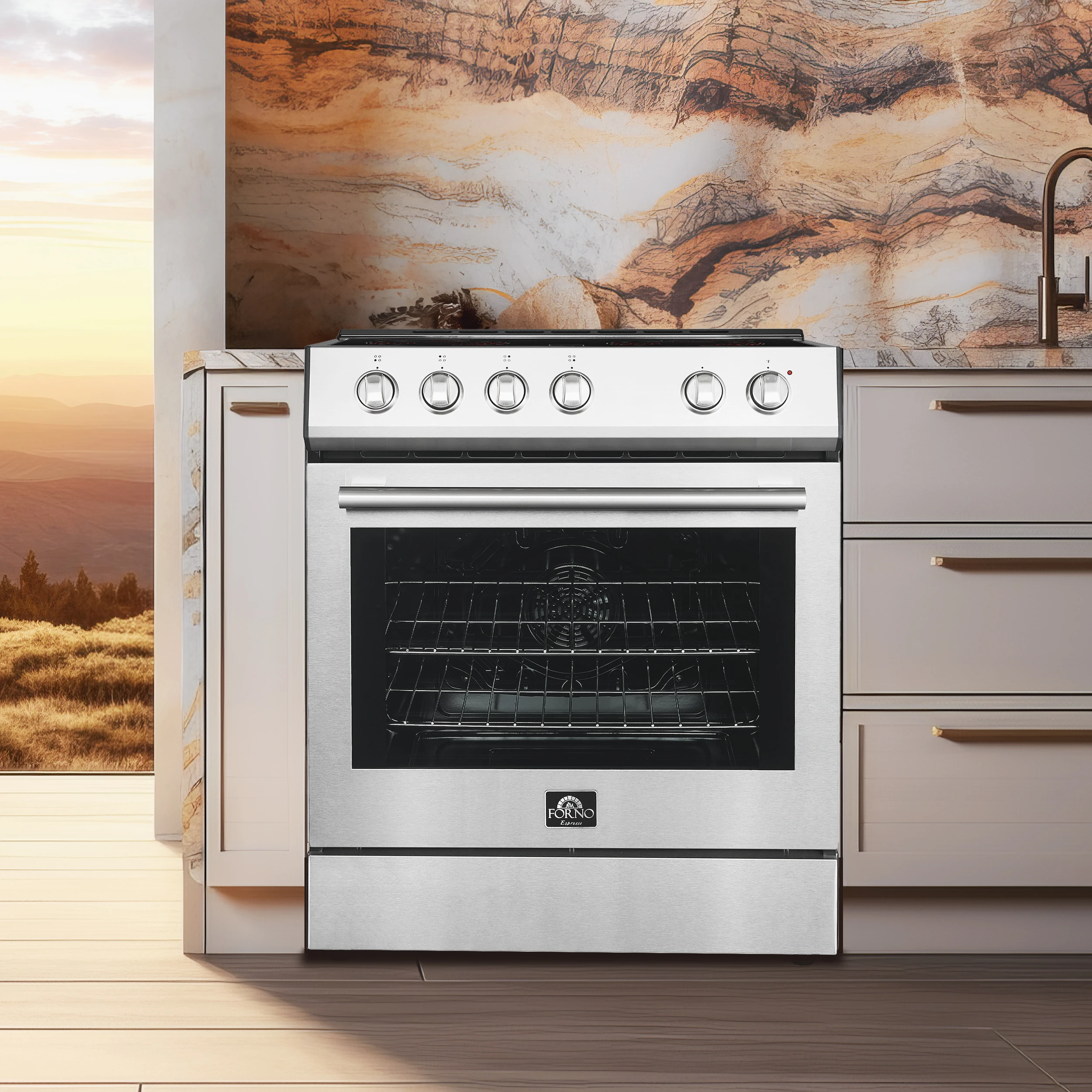 Leonardo Espresso 30-Inch Stainless Steel Electric Range, True Convection, Energy Efficient FFSEL601230