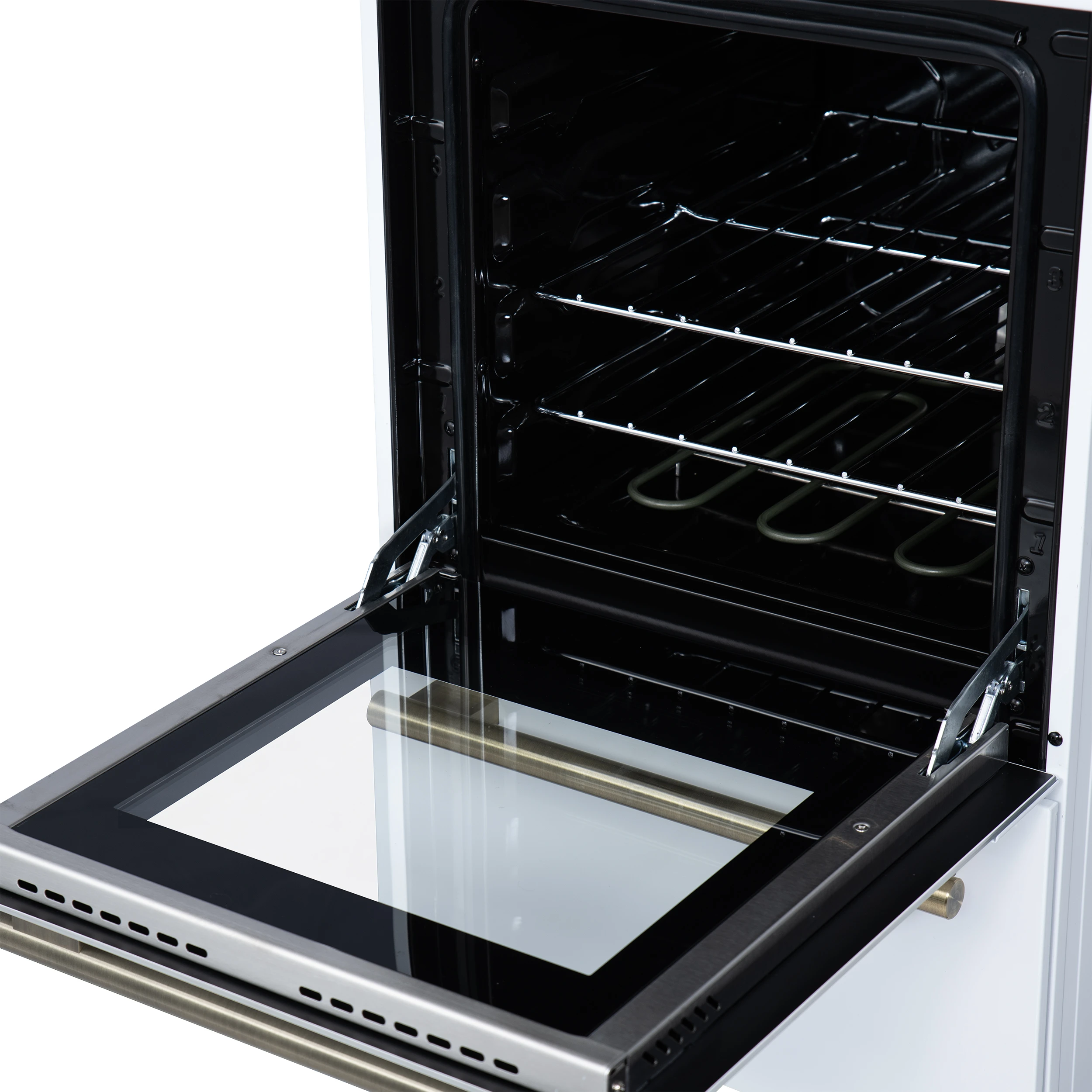 Pallerano 20 Inch Freestanding Electric Range in White with Antique Brass, Compact Design FFSEL605220WHT